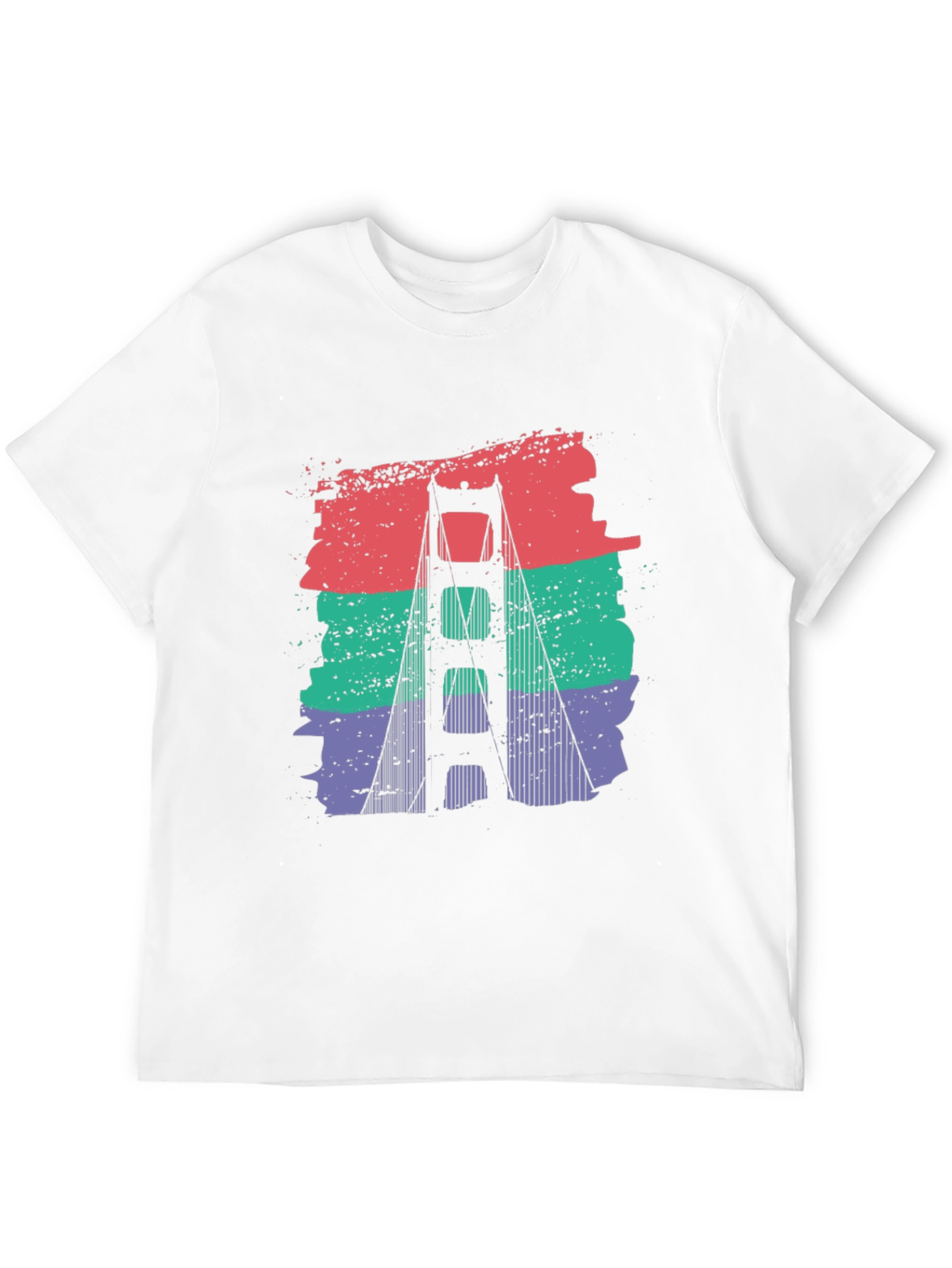 Black Golden Gate Bridge Retro Graphic T-Shirt view 12