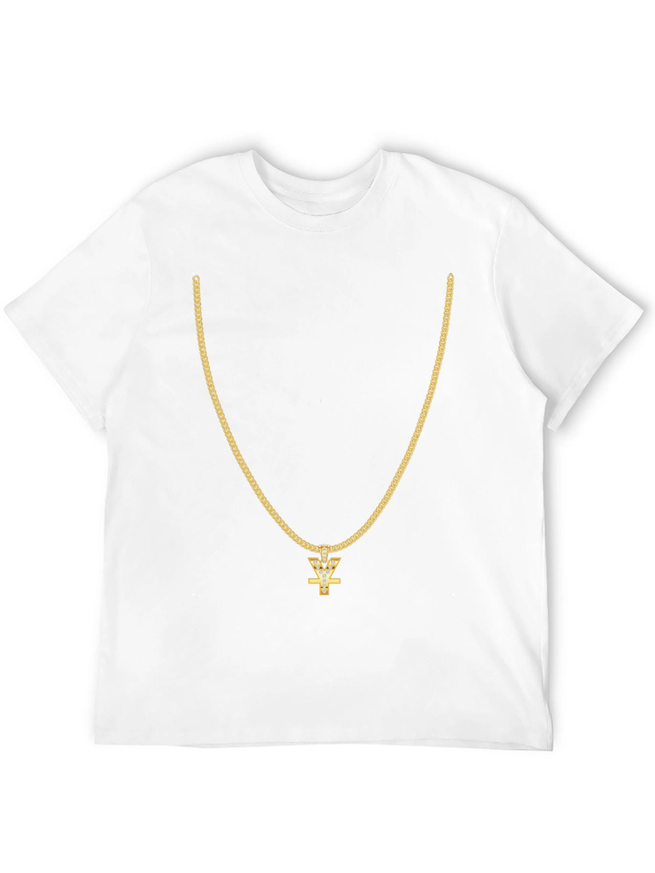 Black Men's Black T-Shirt with Gold Chain Design view 12