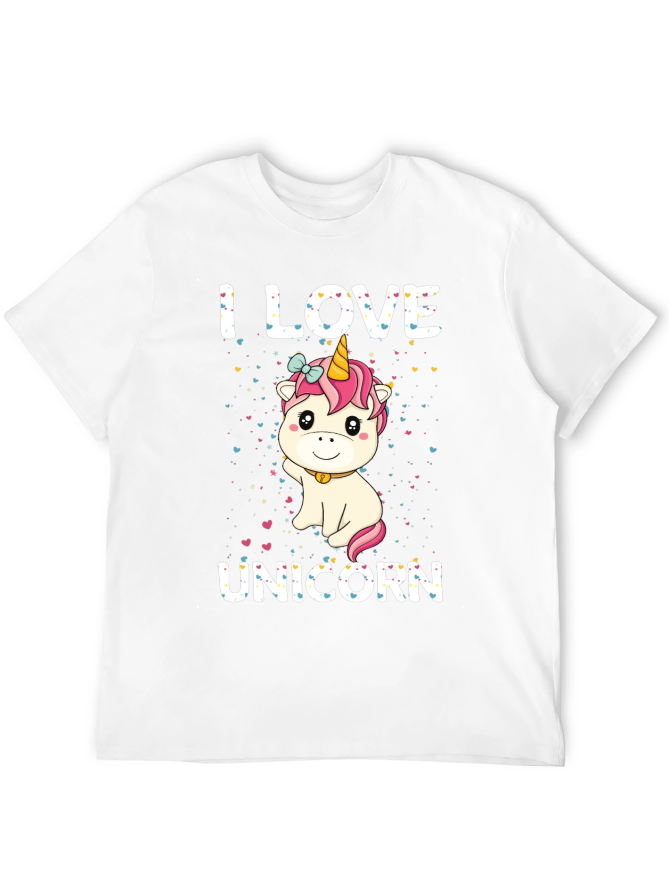 Black I Love Unicorn Black T-Shirt Cute Cartoon Design view 12