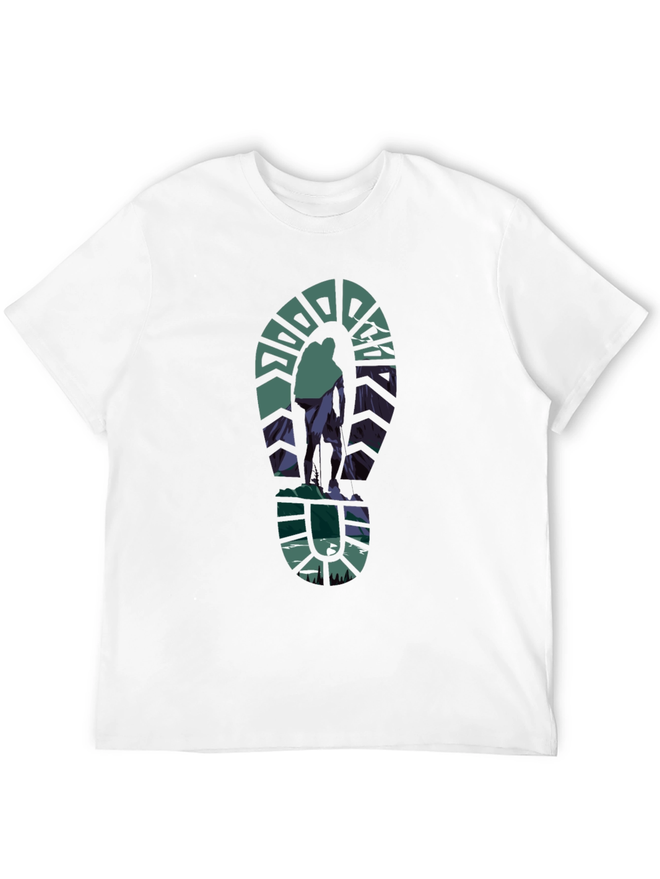 Black Hiking Trail T-Shirt - Mountain Footprint Design view 12