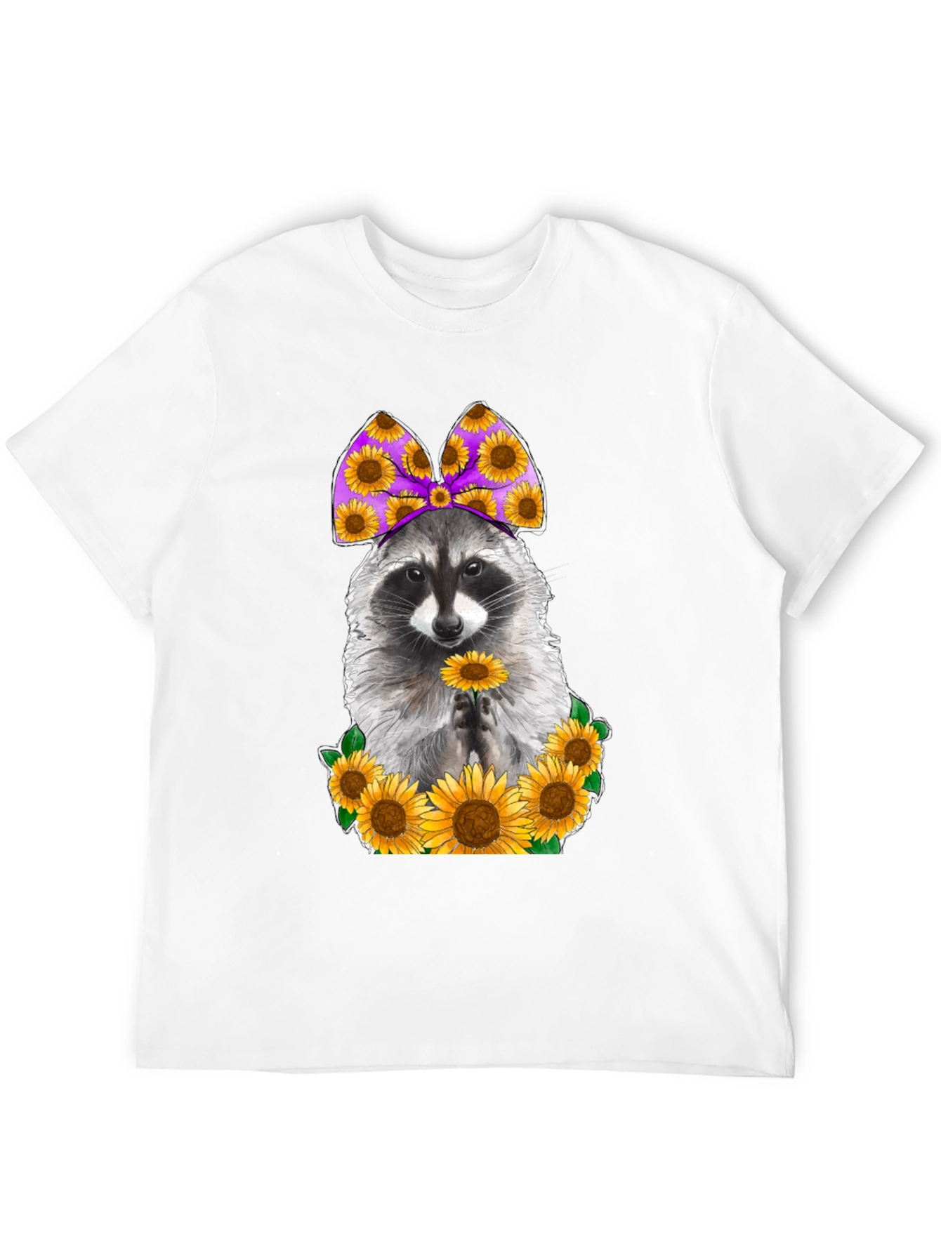 Black Raccoon Sunflower Graphic T-Shirt view 12