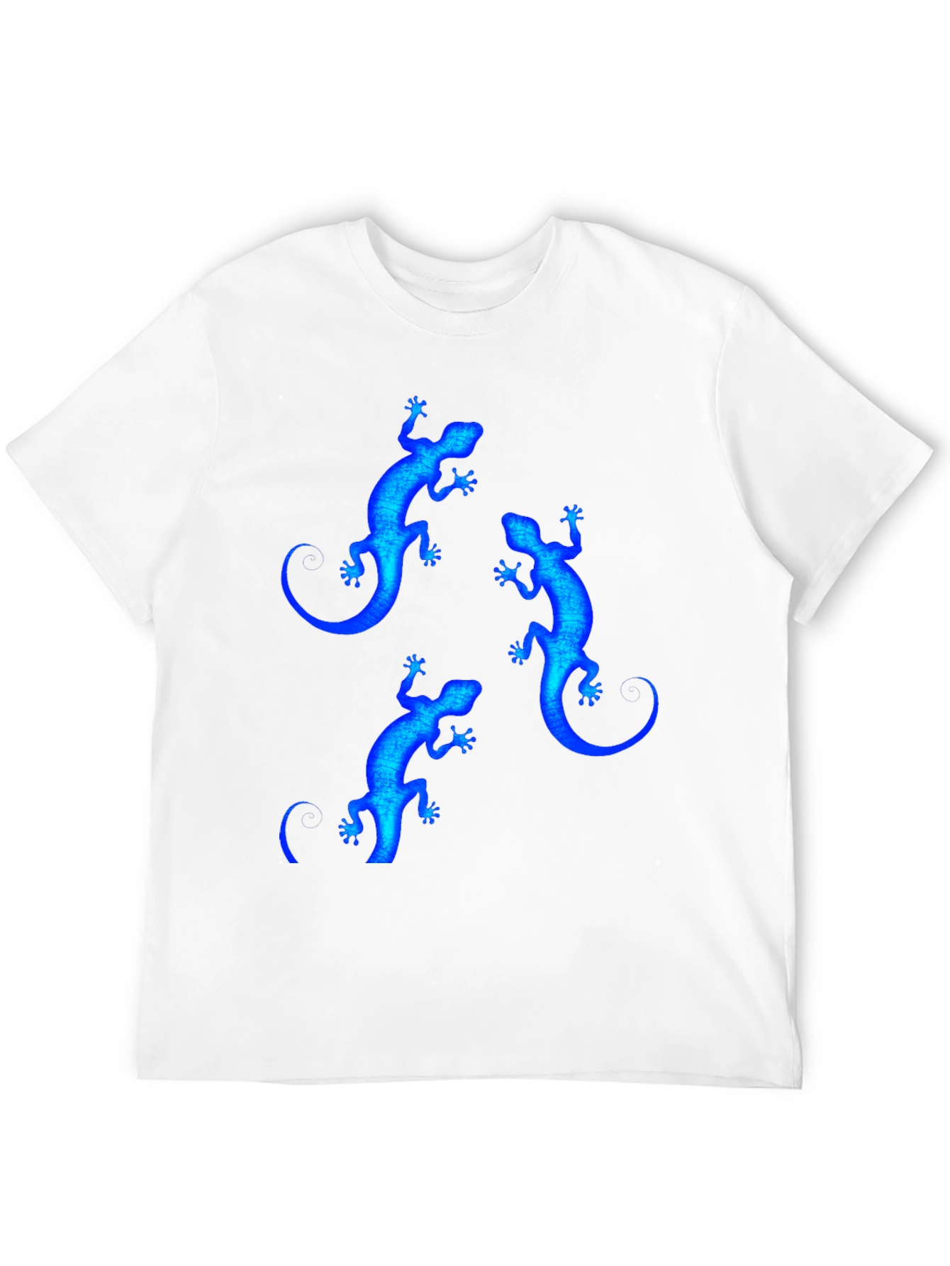 Black Blue Lizard Print Black T-Shirt view 12