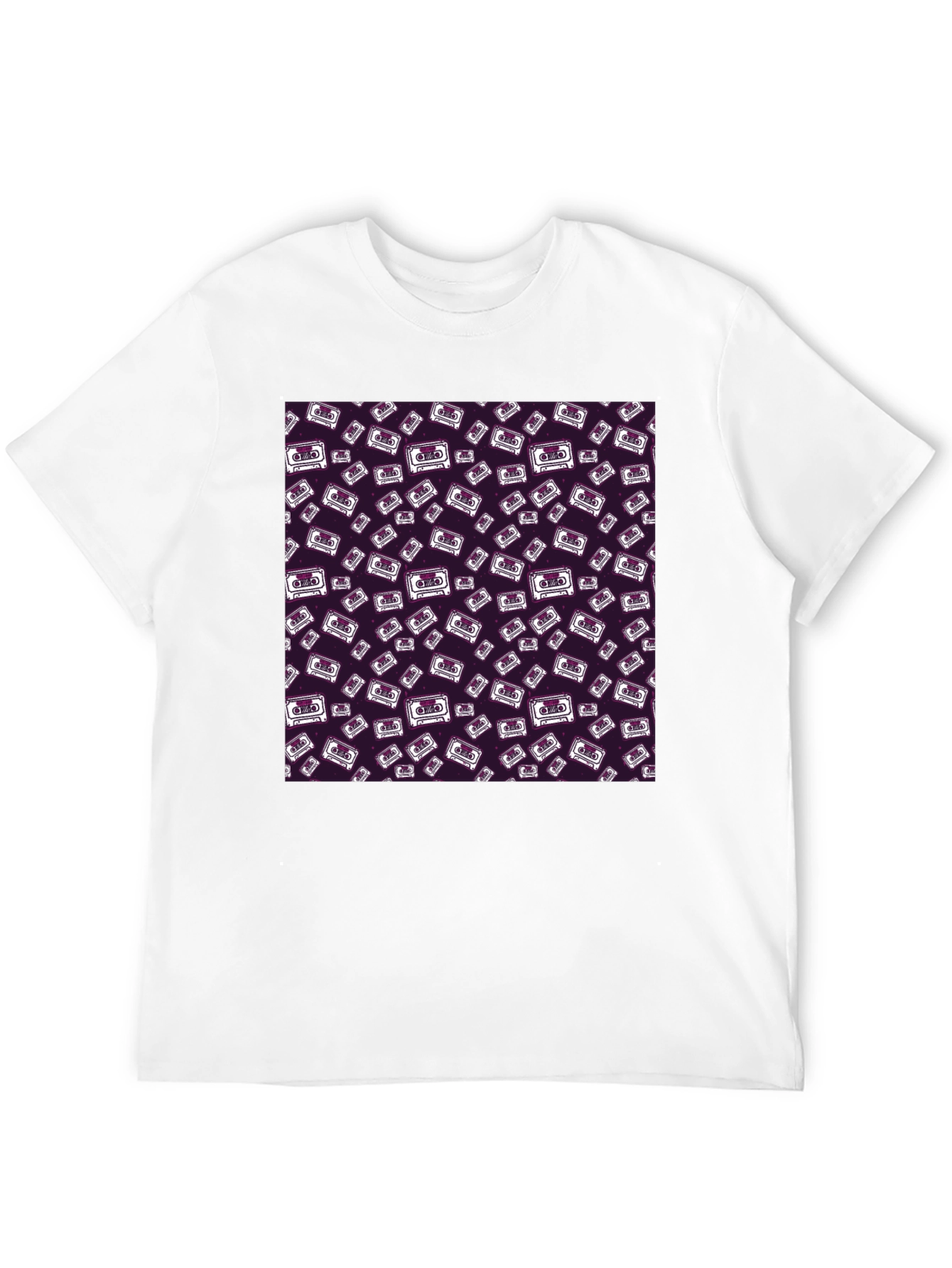 Black Retro Cassette Pattern T-Shirt view 12