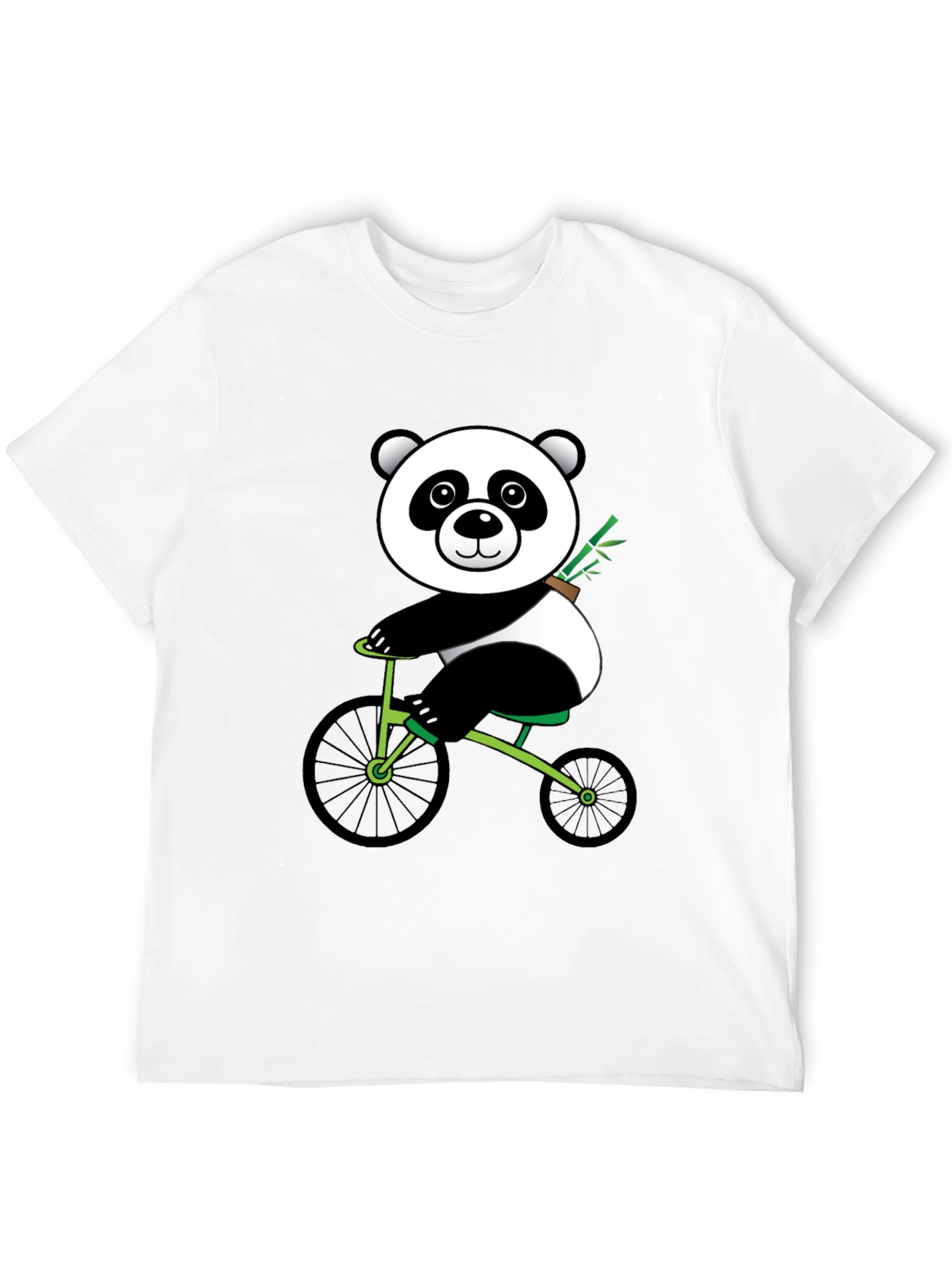 Black Panda on Bike Graphic Tee - Black Cotton T-Shirt view 12