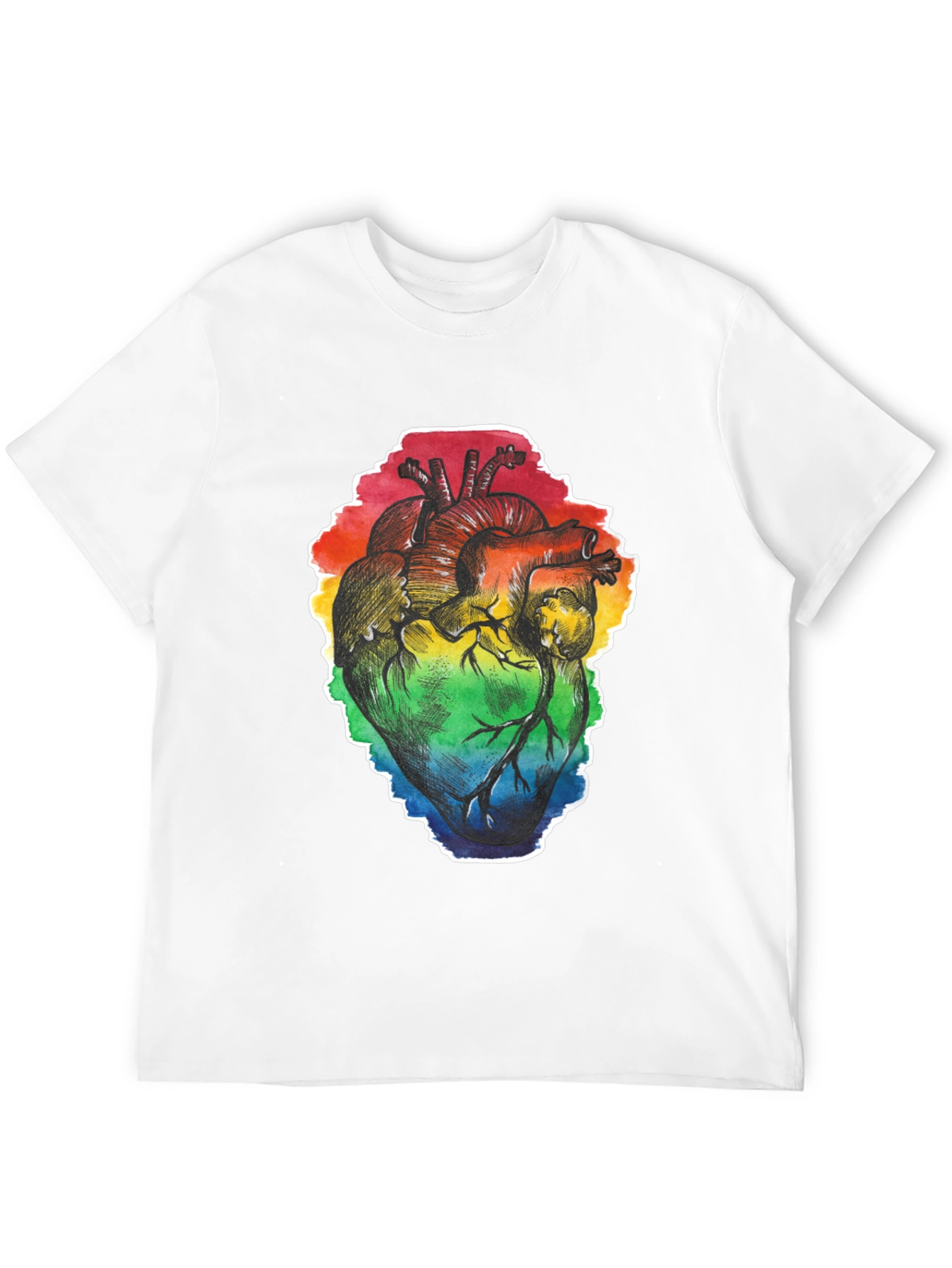 Black Rainbow Heart Print Black T-Shirt view 12
