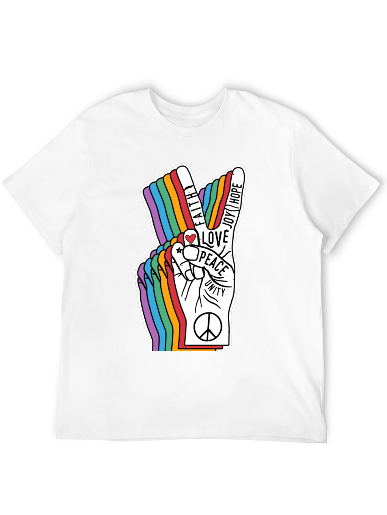 Black Peace Sign Rainbow Graphic T-Shirt view 12