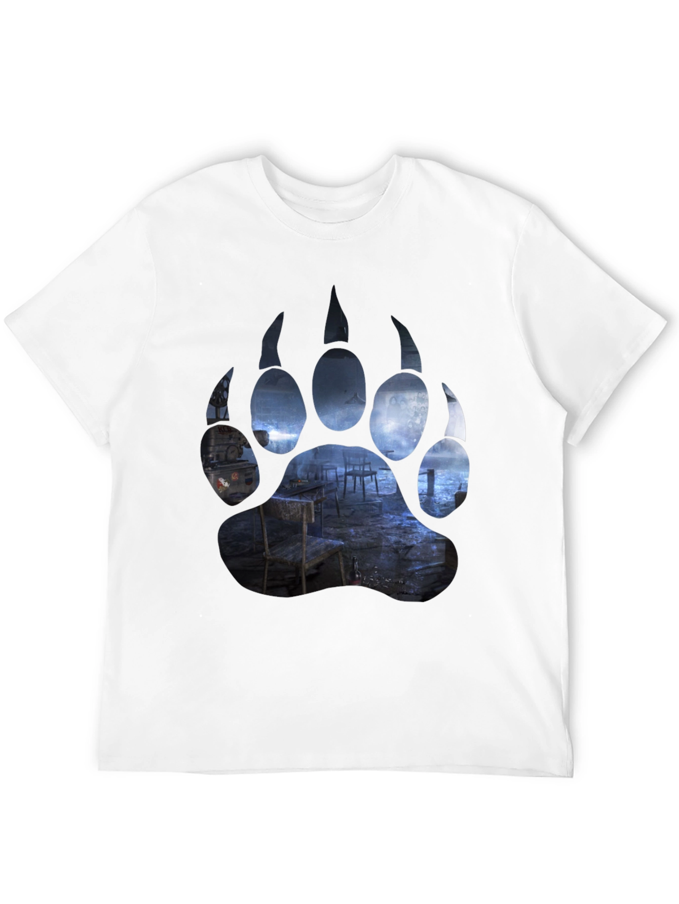 Black Bear Paw Print Graphic T-Shirt - Black view 12