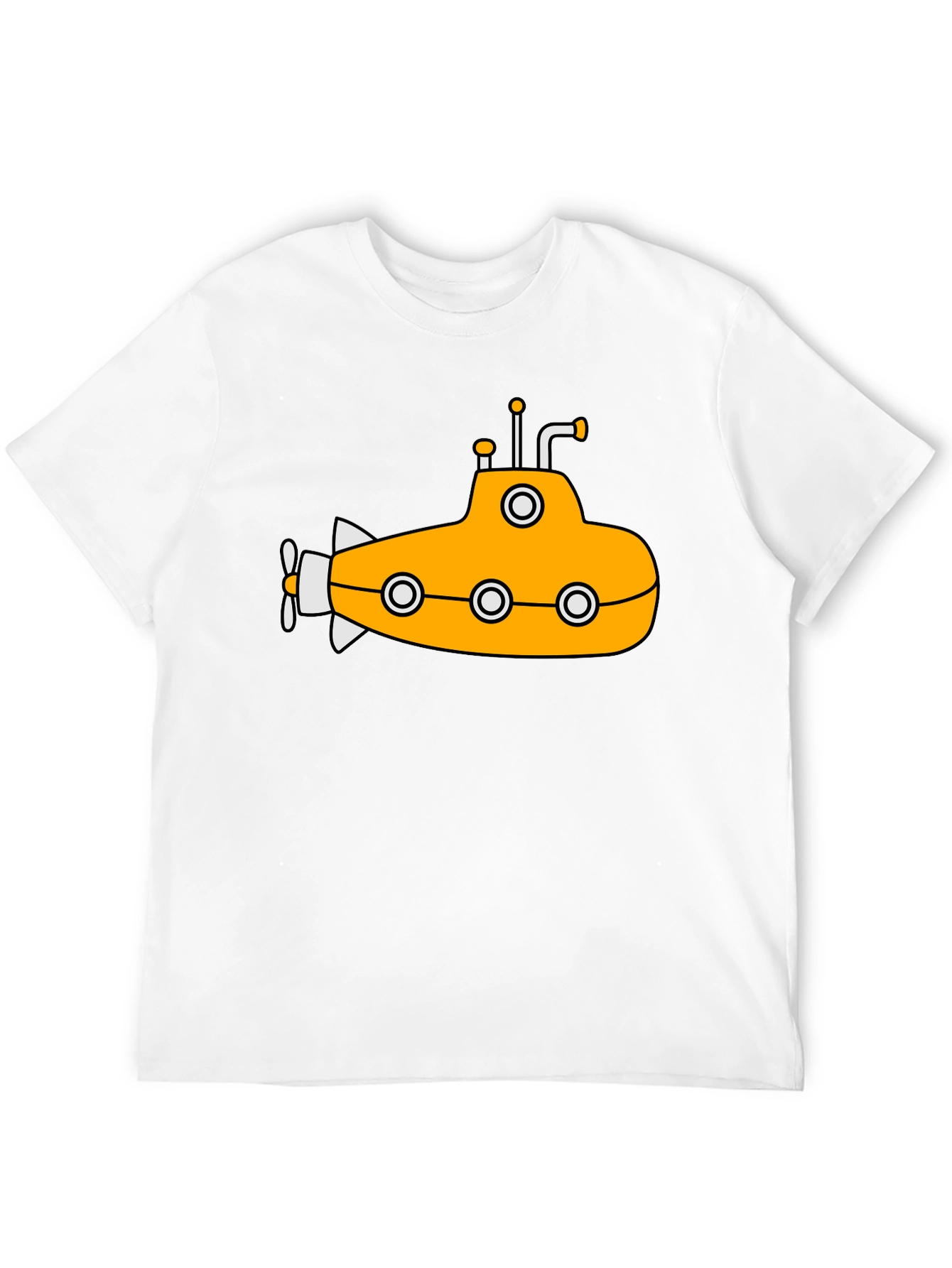 Black Yellow Submarine Graphic T-Shirt - Black Cotton Tee view 12