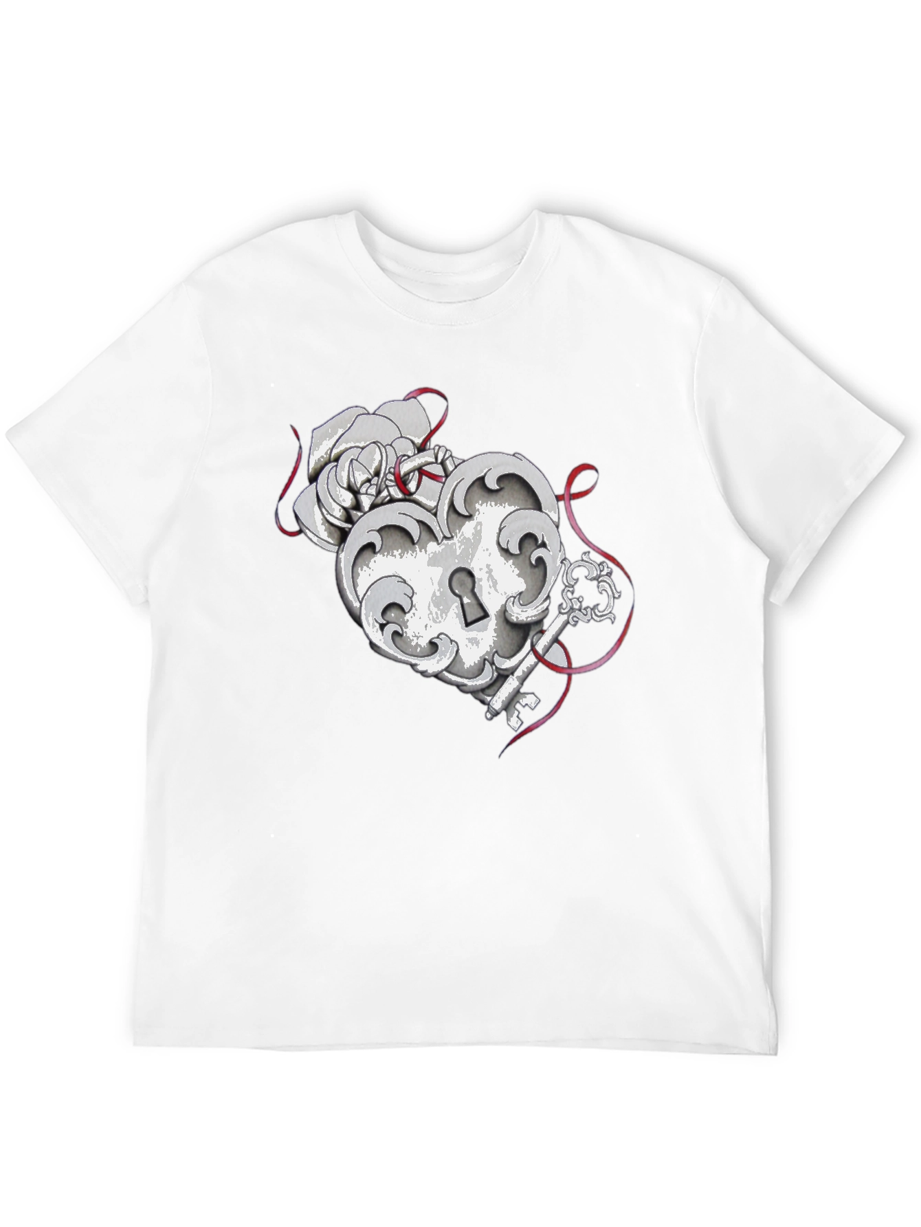 Black Heart Lock and Key Graphic Tee view 12