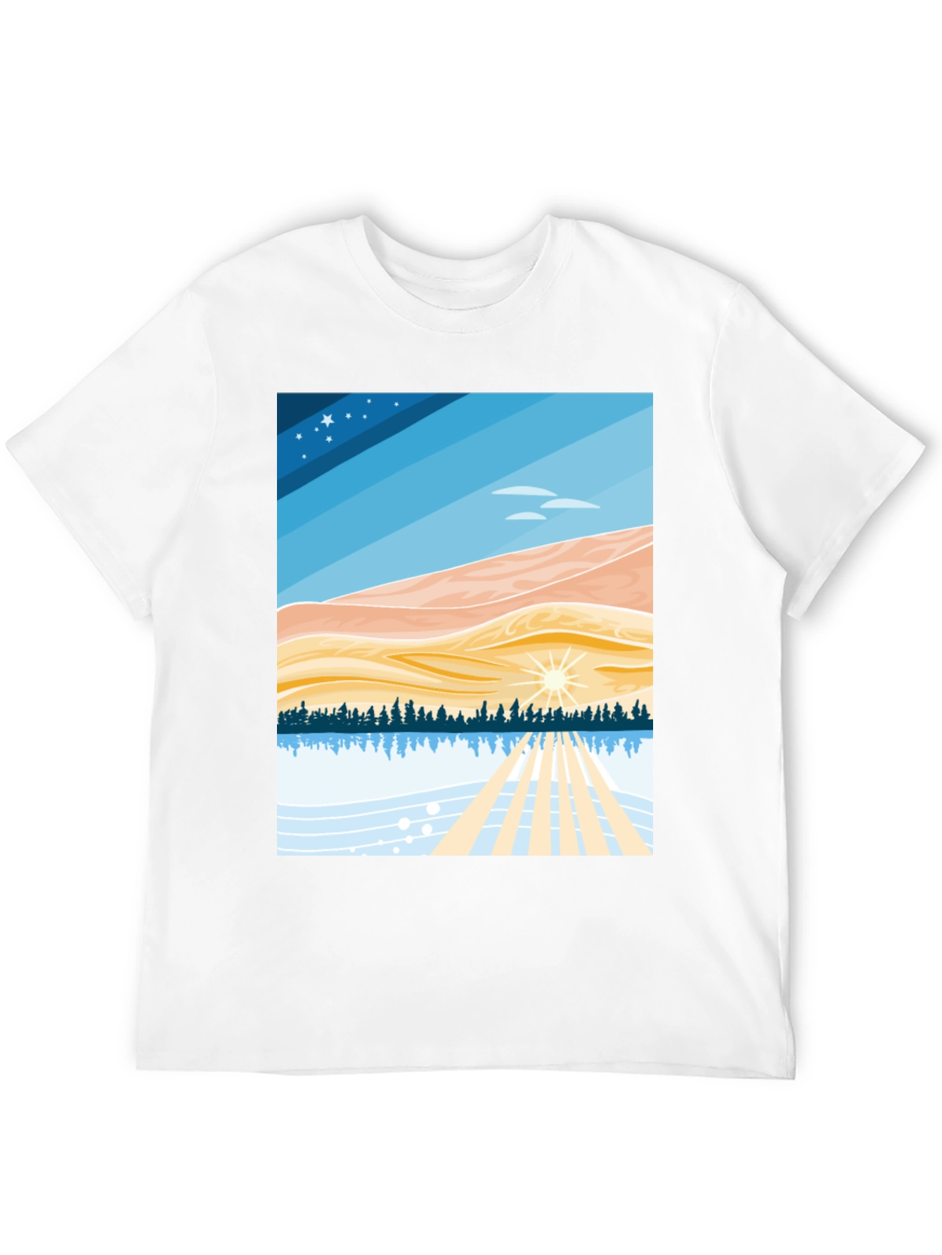 Black Scenic Landscape Graphic Tee - Soft Cotton Blend view 12