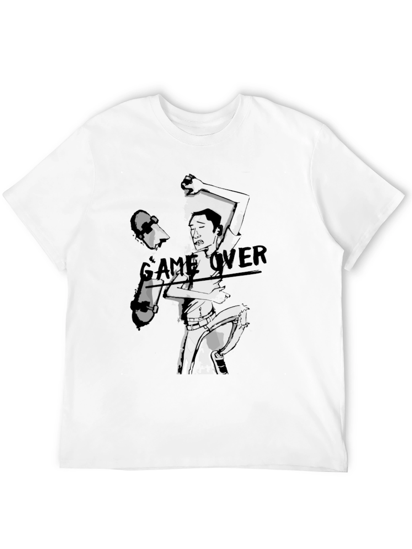 Black Game Over Graphic Print Black T-Shirt view 12