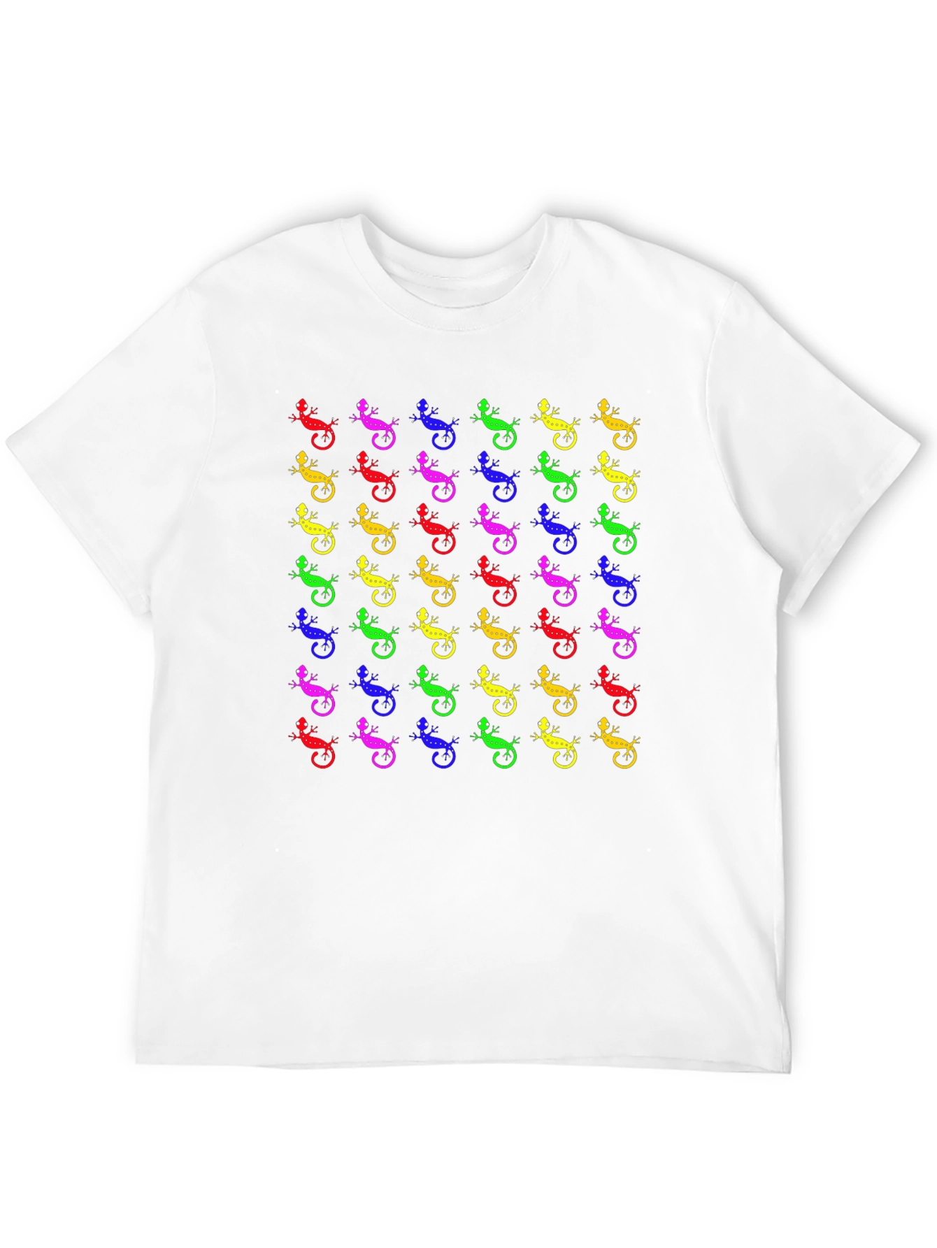 Black Colorful Lizard Print Black T-Shirt view 12