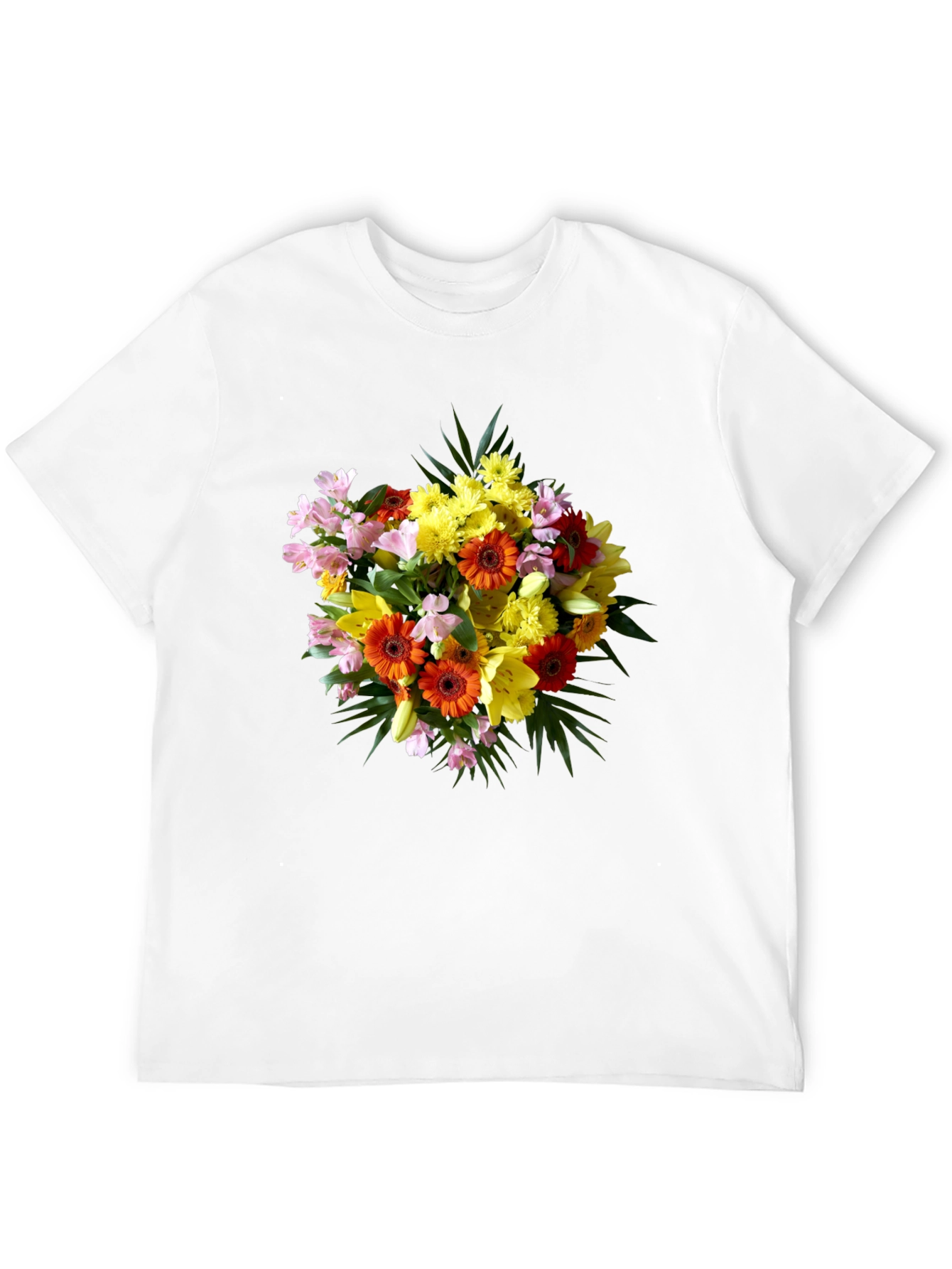 Black Floral Bouquet Graphic Print Black T-Shirt view 12