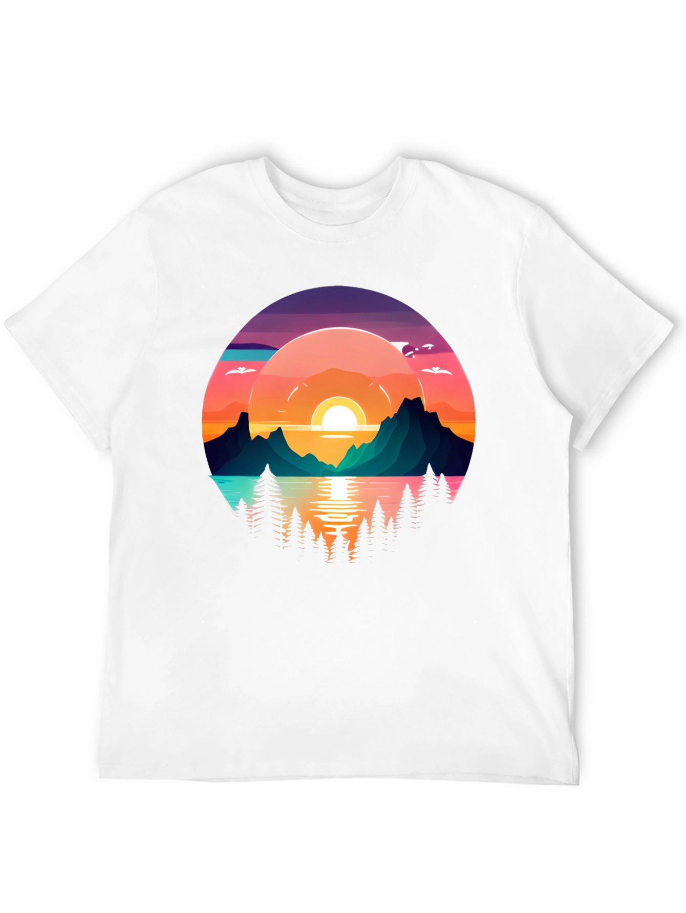 Black Sunset Lake Graphic T-Shirt view 12