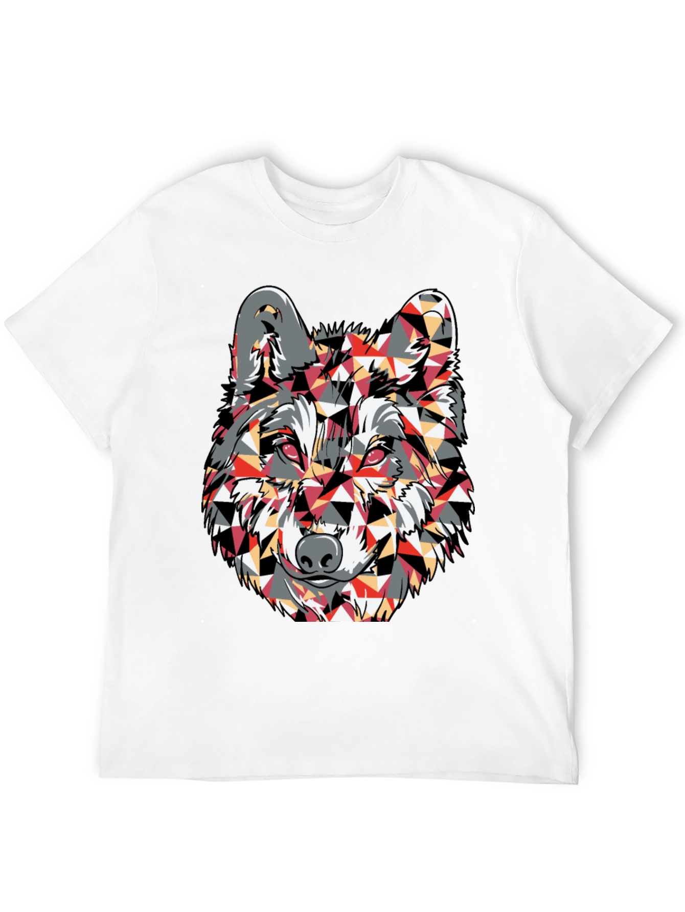 Black Geometric Wolf Graphic Print T-Shirt view 12