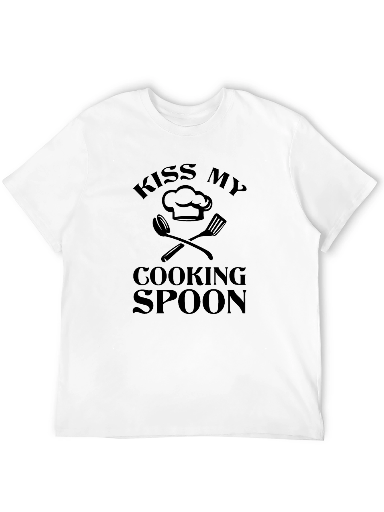 Kiss My Cooking Spoon Black Graphic Tee - Funny Chef Shirt - 12