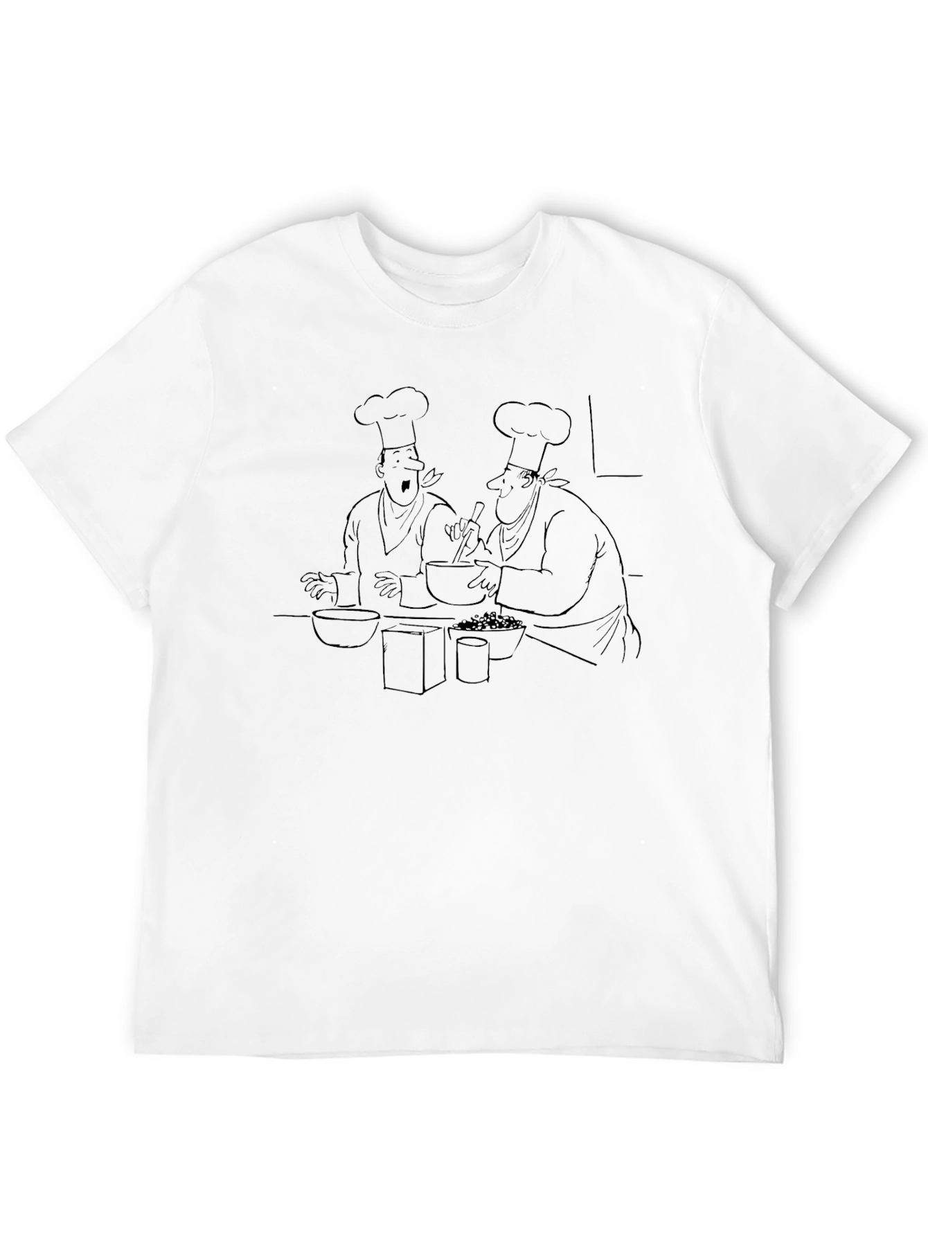Black Chef Cartoon T-Shirt - Black Cotton Tee view 12