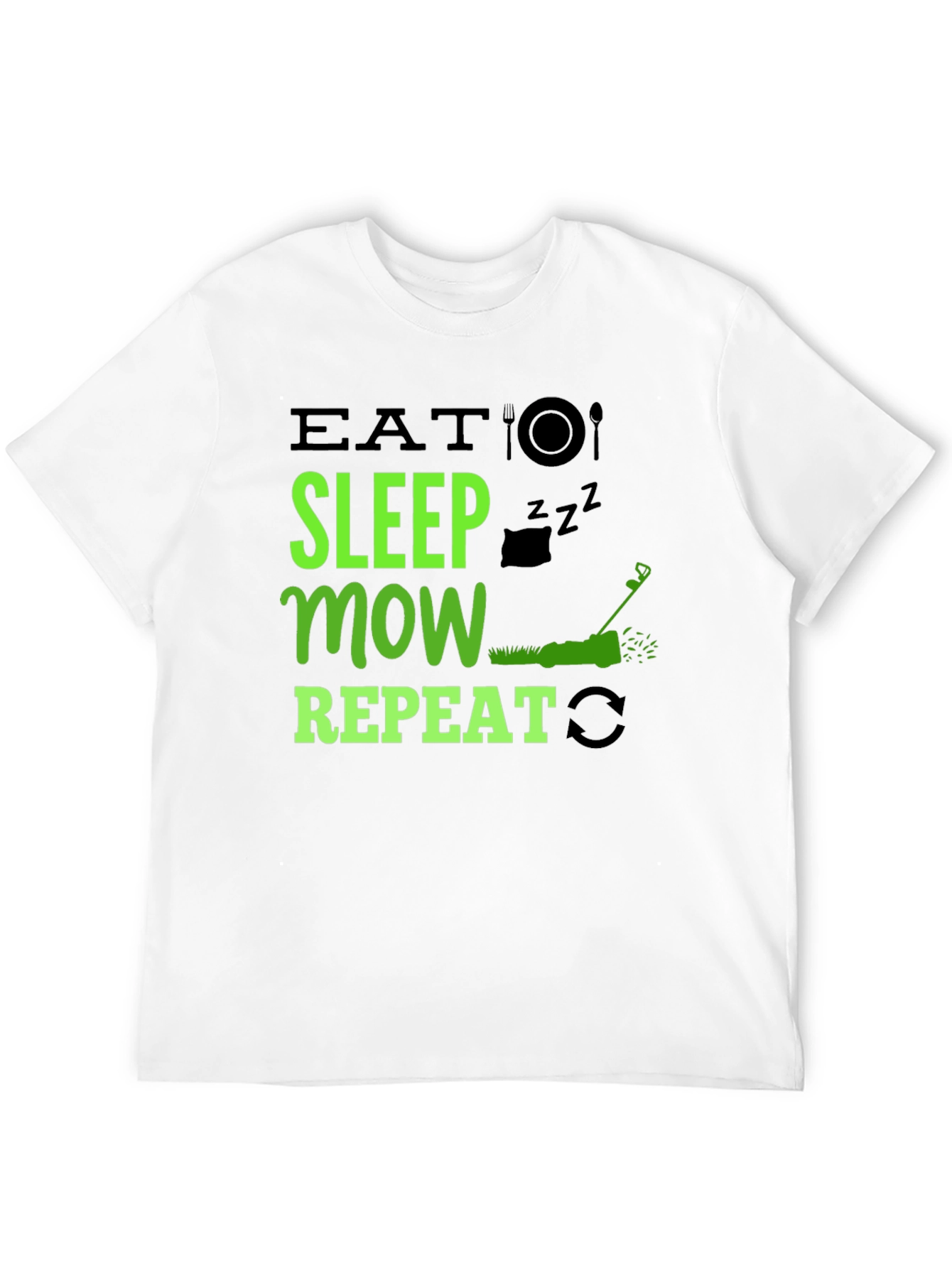 Black Eat Sleep Mow Repeat T-Shirt - Lawn Care Humor view 12