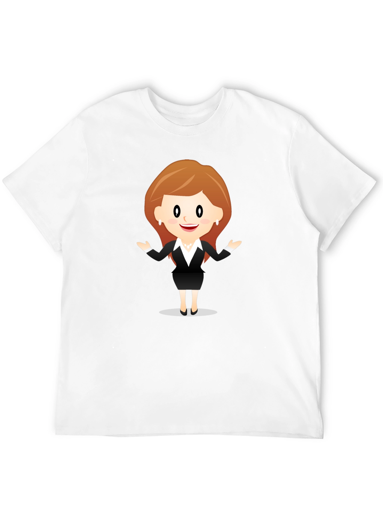 Black Cartoon Businesswoman Black T-Shirt view 12