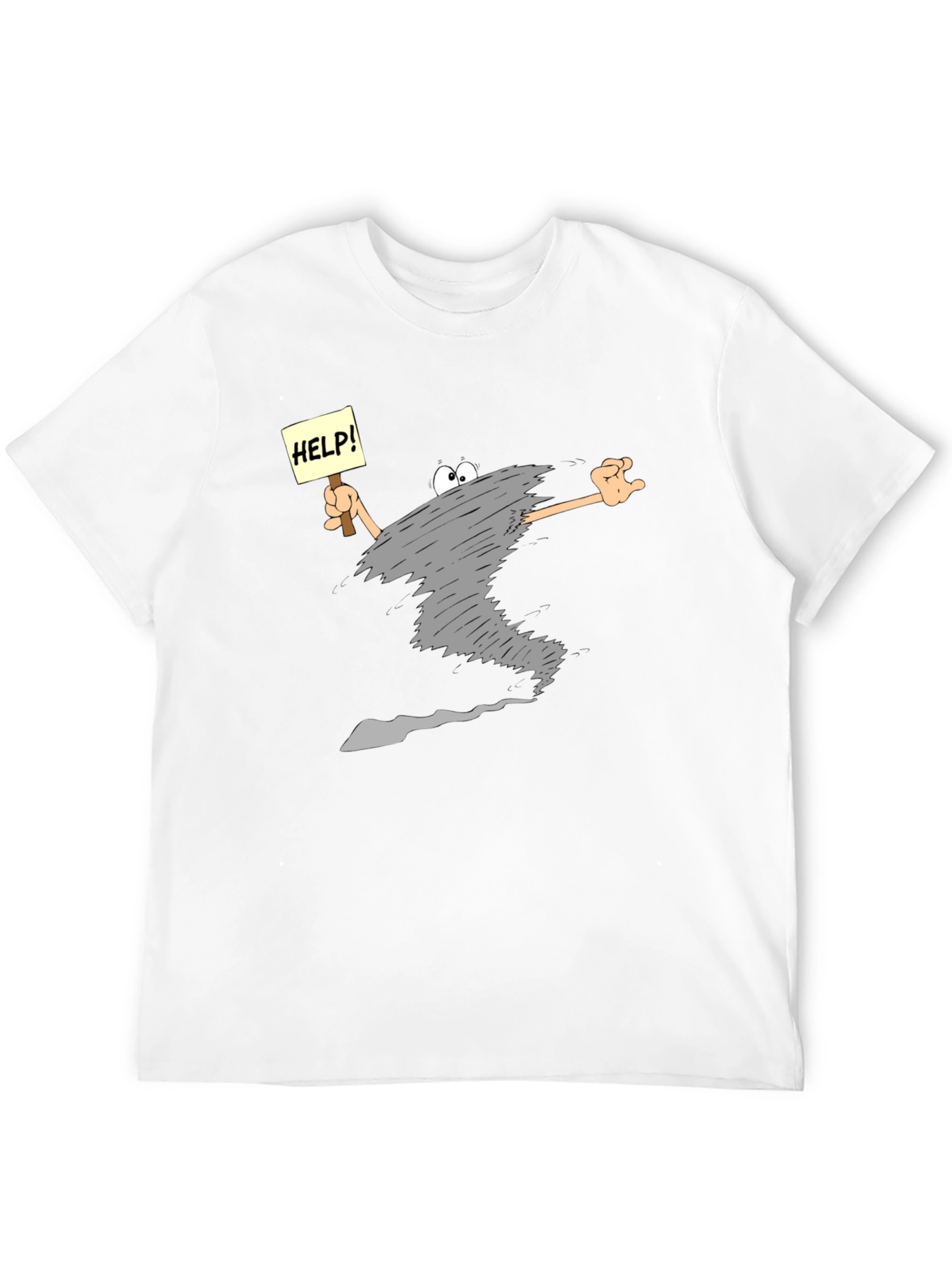 Black Cartoon Tornado "Help!" T-Shirt - Black view 12