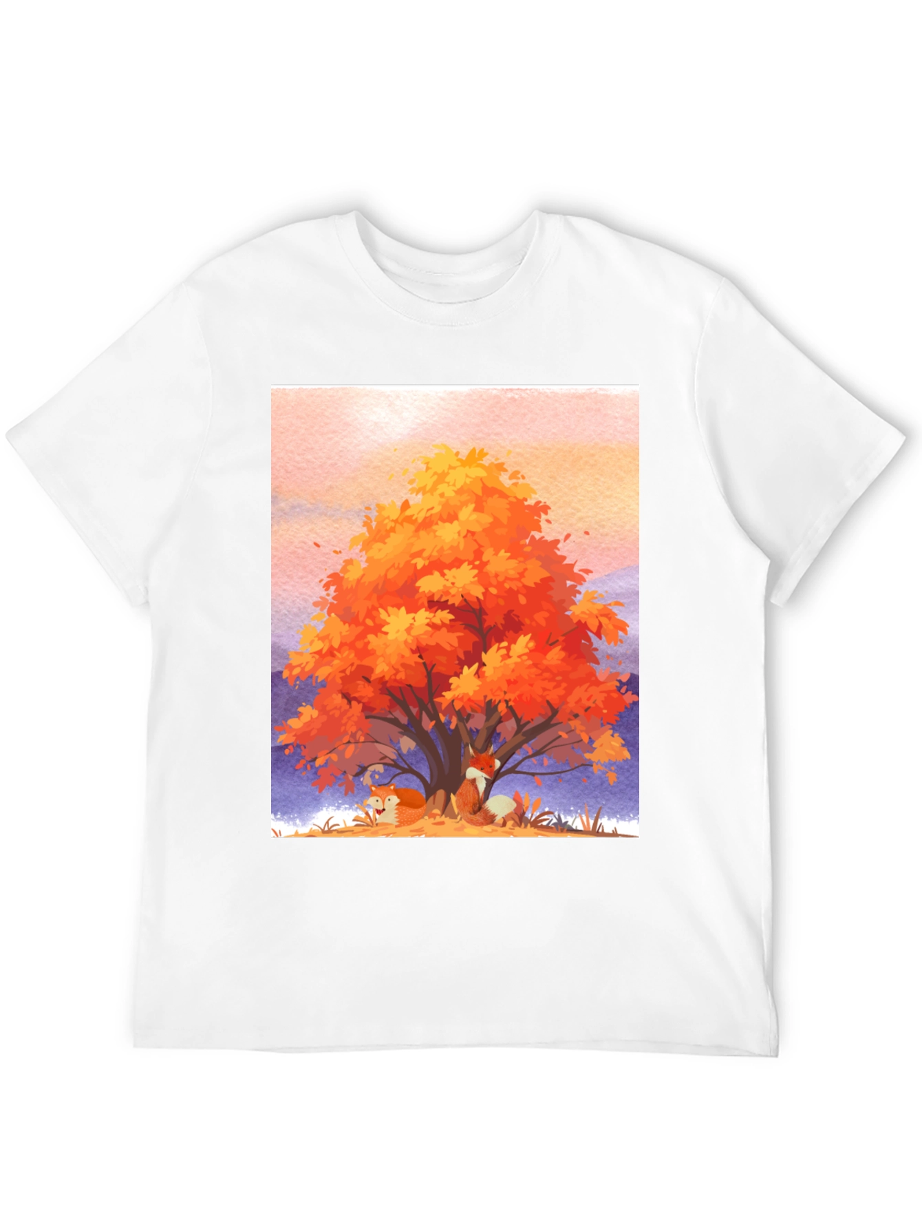 Black Autumn Fox Tree Graphic Tee - Comfortable Cotton Blend view 12