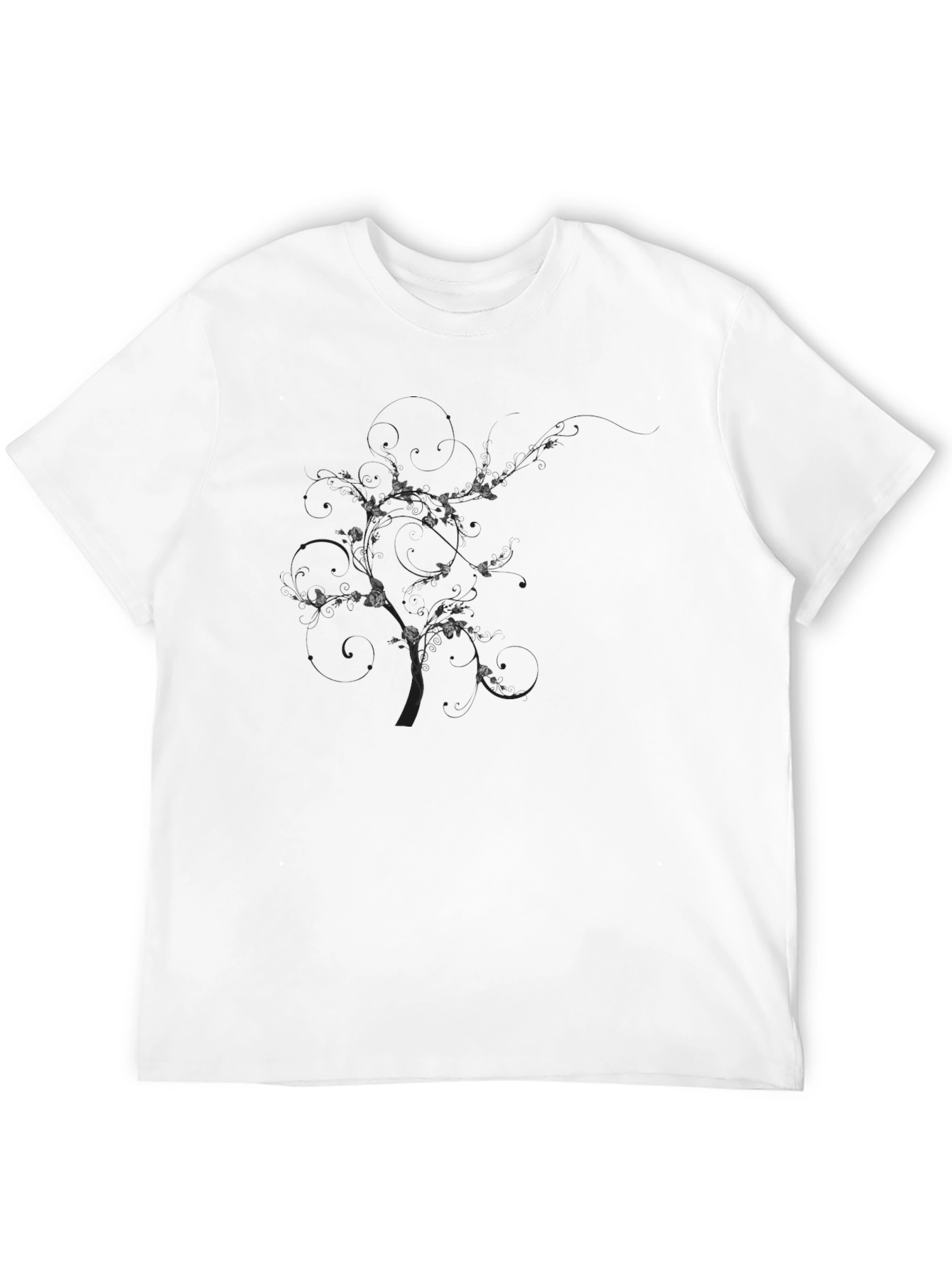 Black Men's Black Graphic T-Shirt - Tree Design view 12