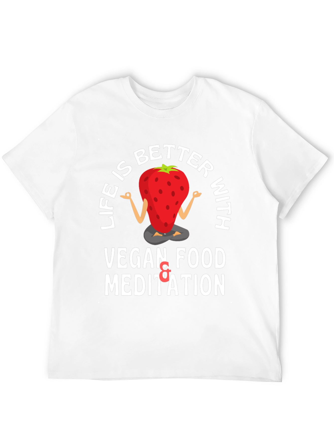 Black Vegan Meditation T-Shirt - Life is Better With... view 12