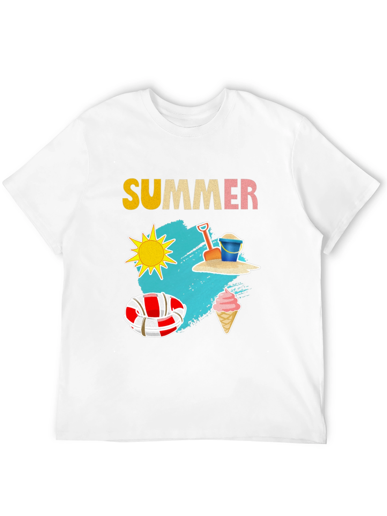 Black Summer T-Shirt with Beach Theme Graphic view 12