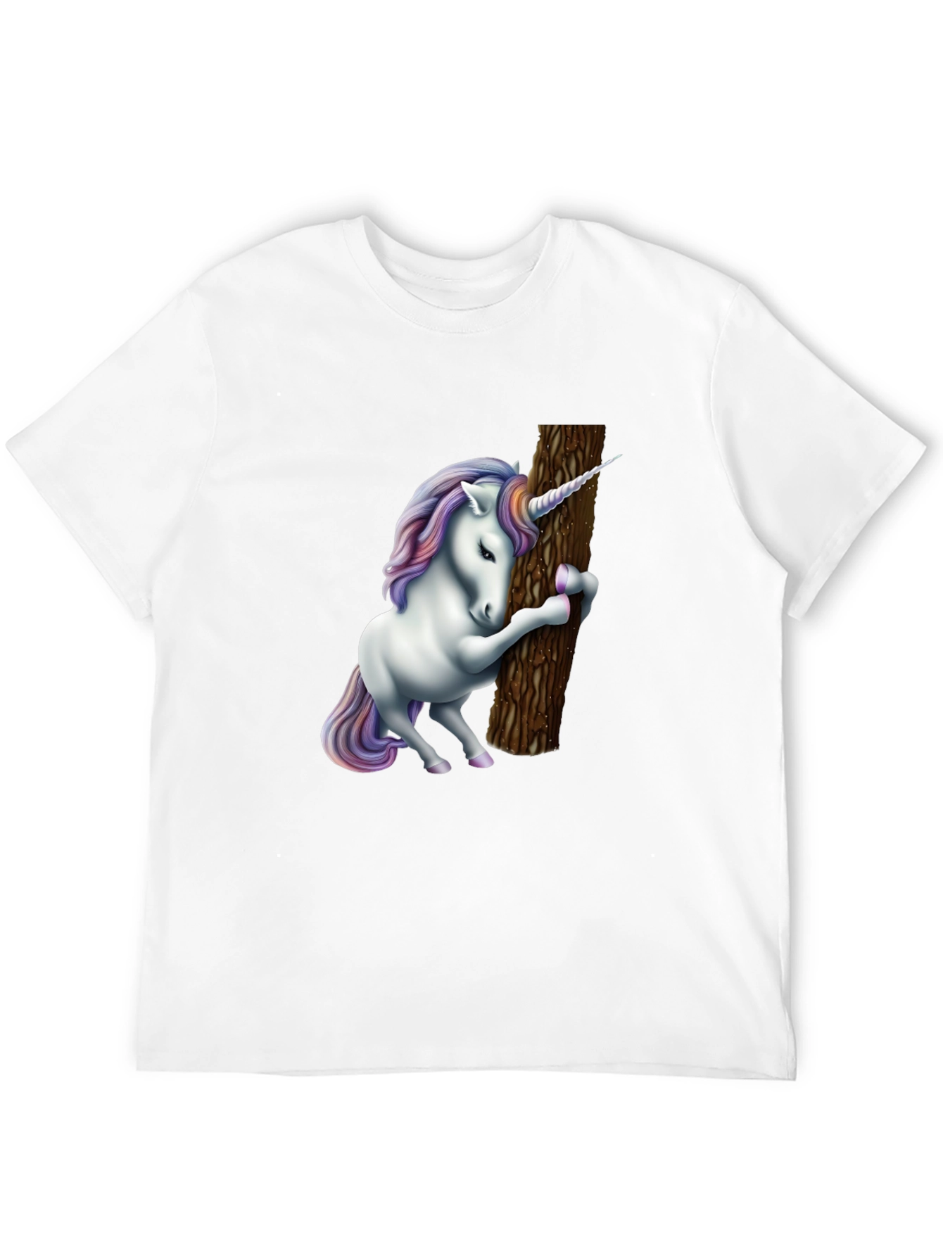 Black Unicorn Hugging Tree Graphic Tee - Black Cotton Blend view 12