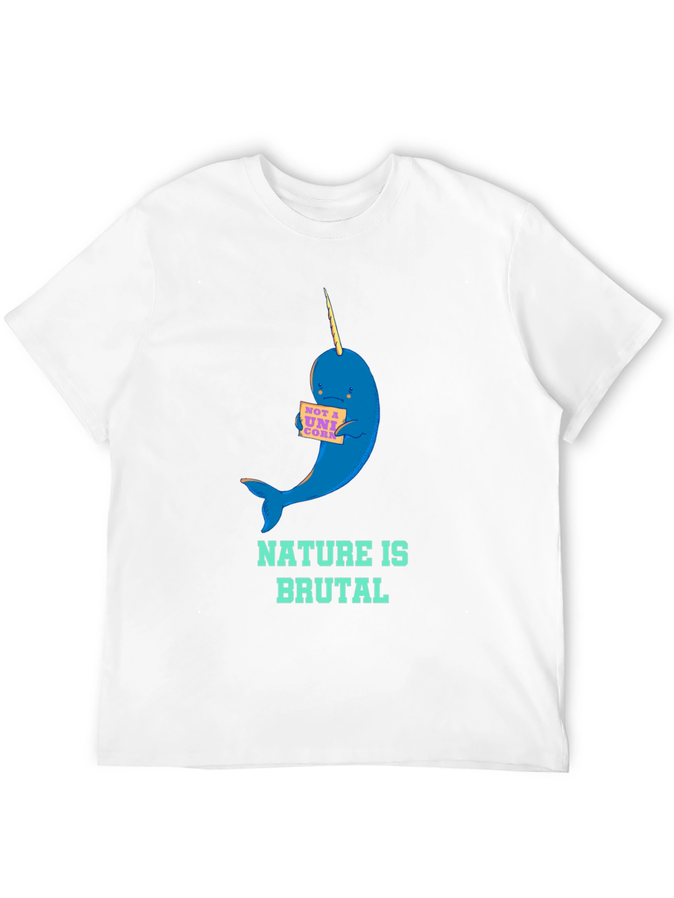 Black Nature is Brutal Narwhal Graphic Tee view 12