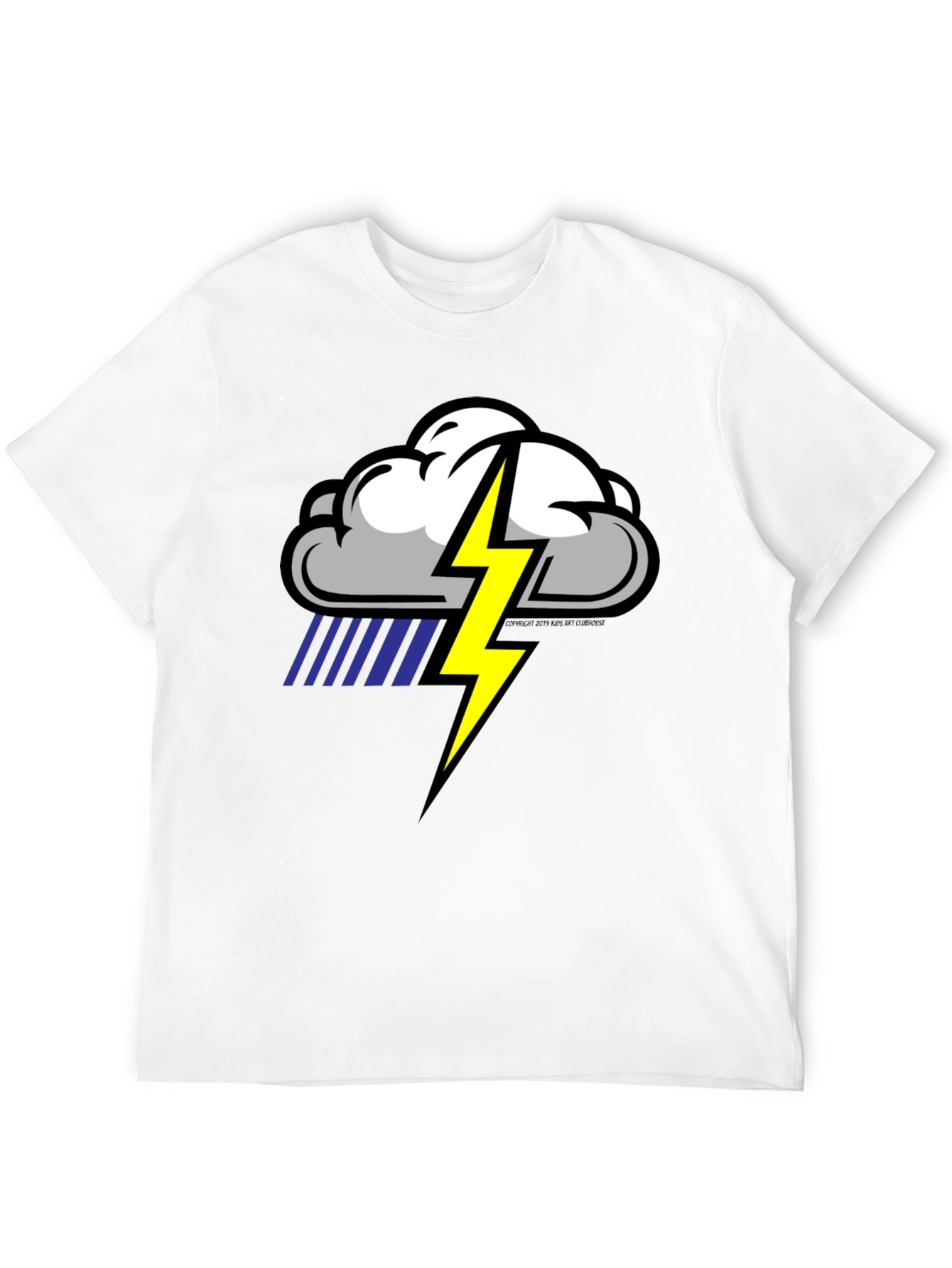 Black Storm Cloud Lightning Graphic Black T-Shirt view 12