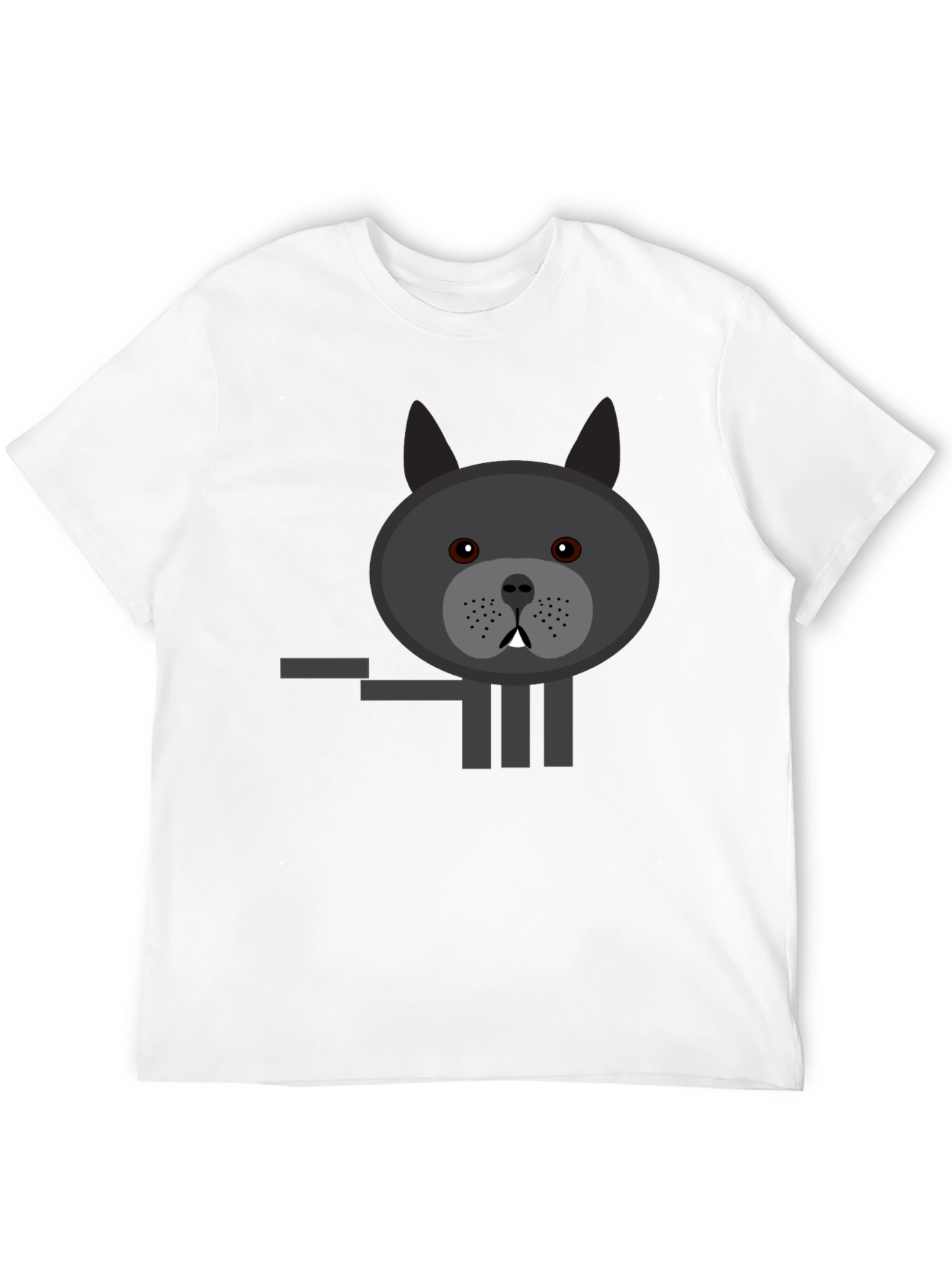 Black Graphic Tee: Cartoon Bulldog Design Black T-Shirt view 12