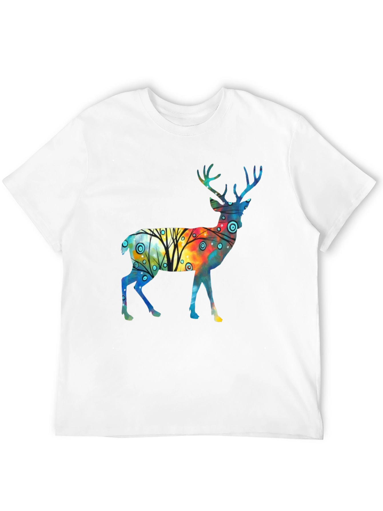 Black Watercolor Deer Graphic Tee - Stylish Black T-Shirt view 12