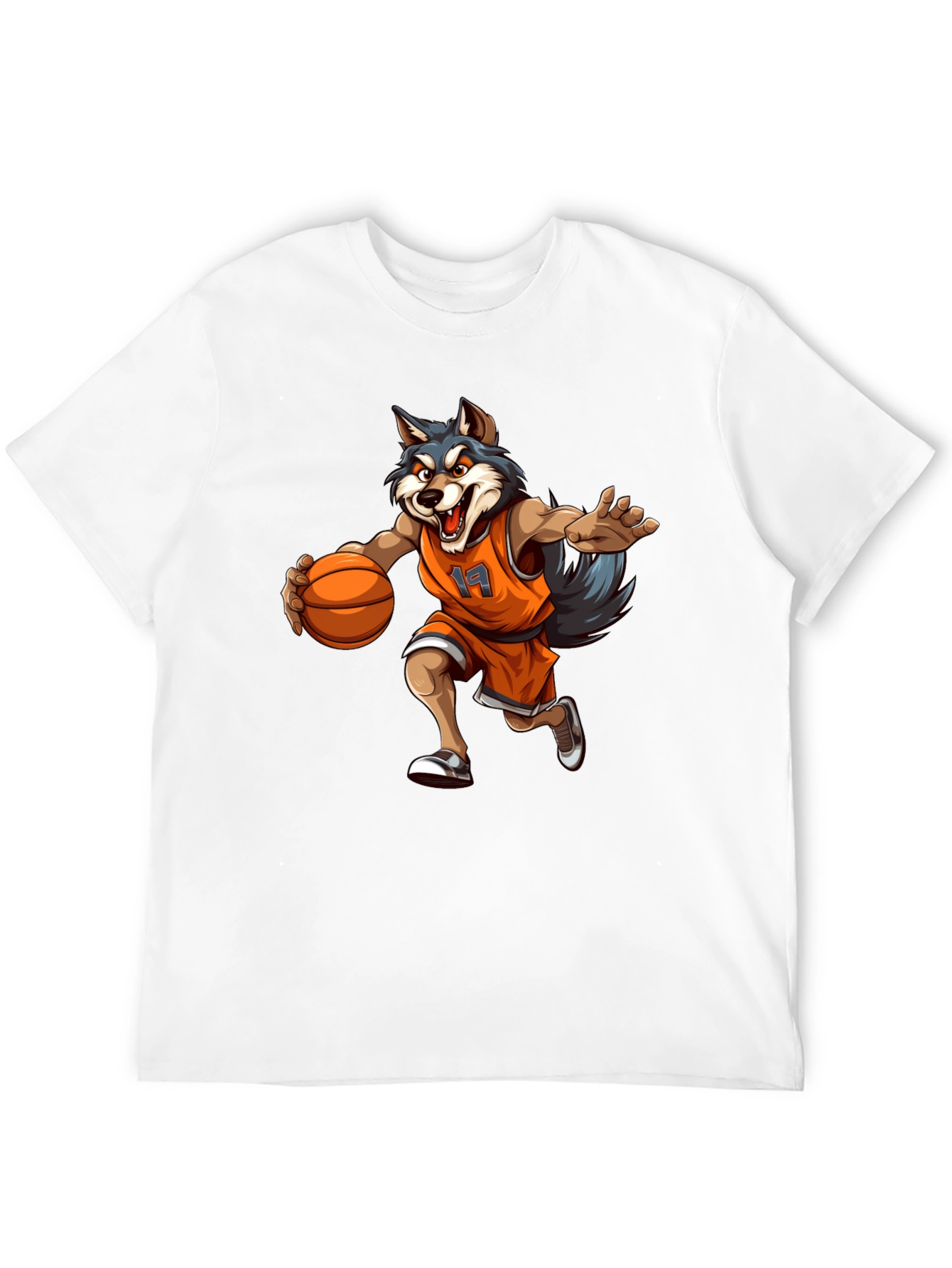 Black Wolf Basketball Player Graphic Tee - Black view 12