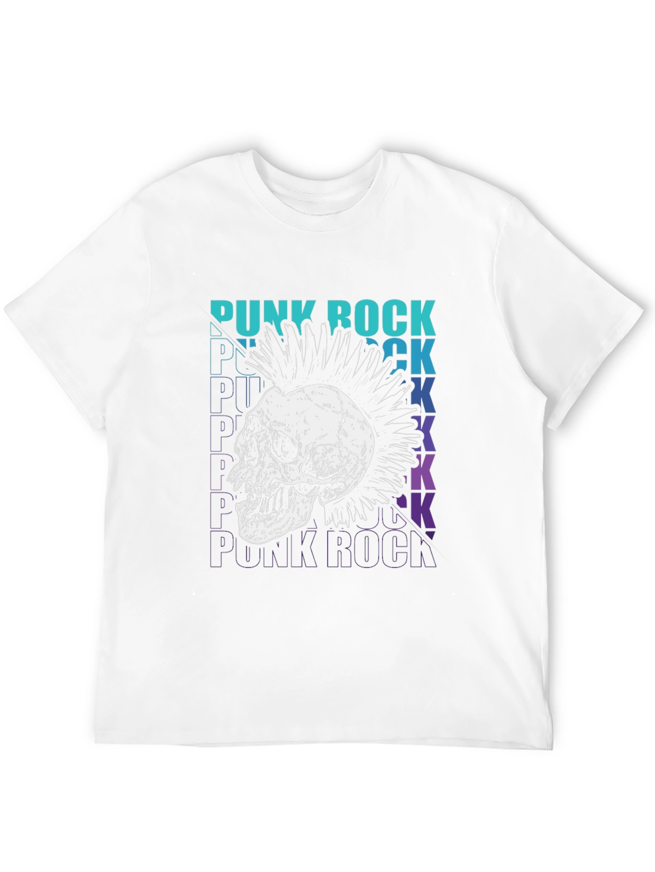 Black Punk Rock Skull Graphic Tee view 12