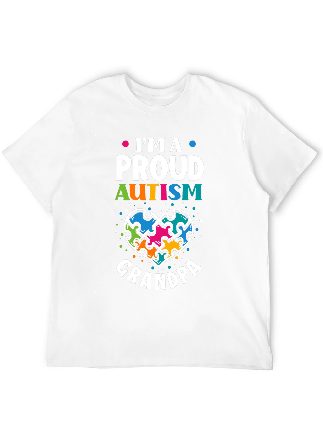 Black Proud Autism Grandpa T-Shirt Puzzle Piece Heart Support view 12