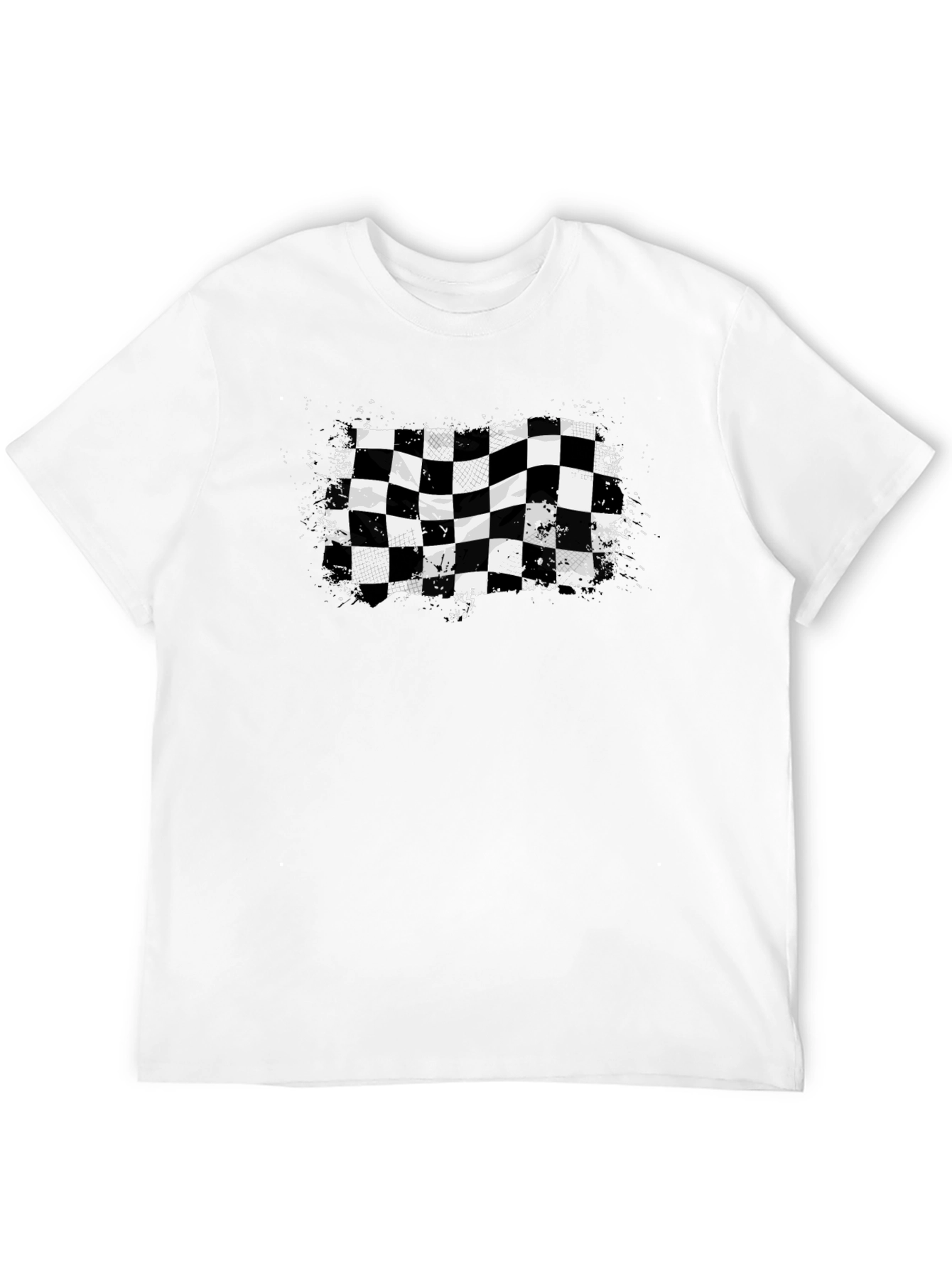 Black Checkered Flag Graphic Tee - Black Cotton T-Shirt view 12