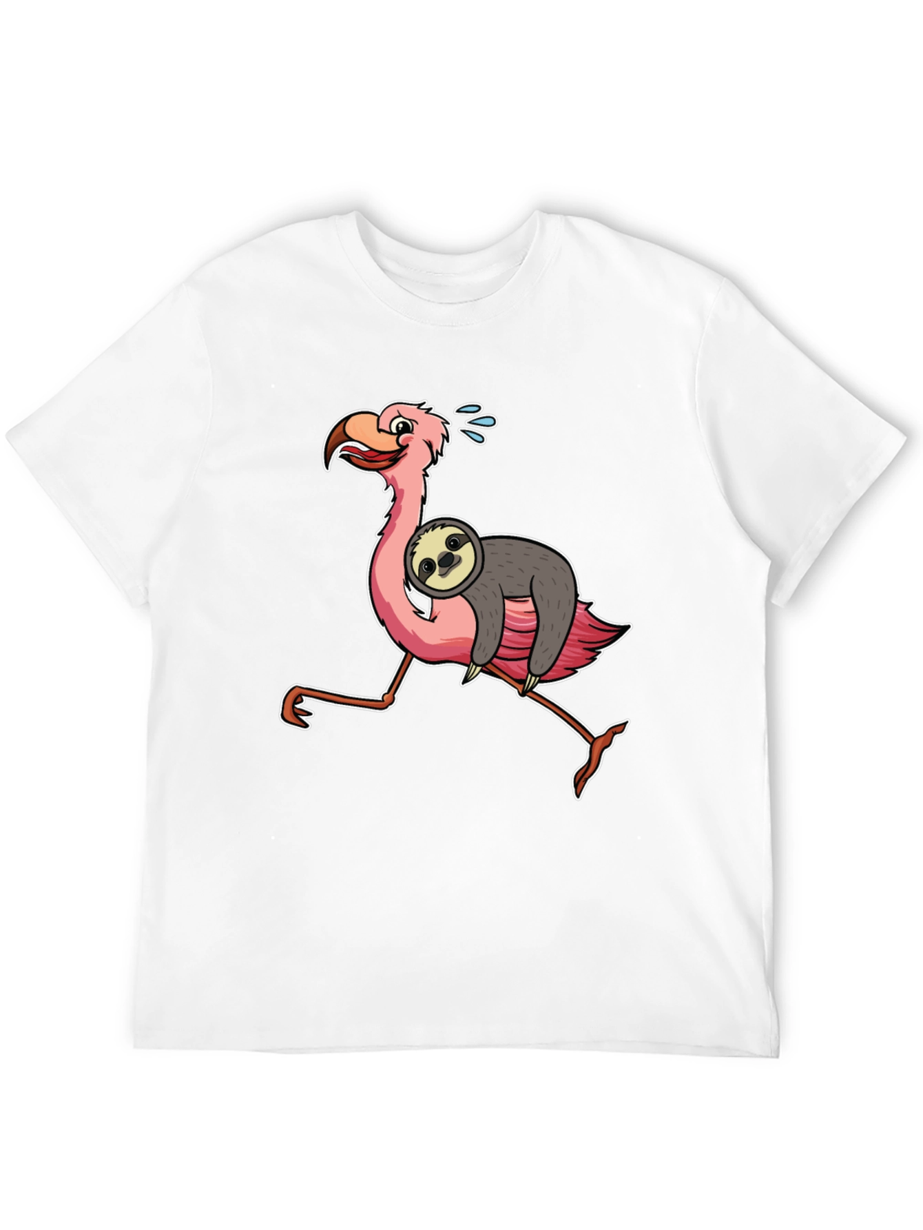 Black Sloth Riding Flamingo Graphic Tee view 12