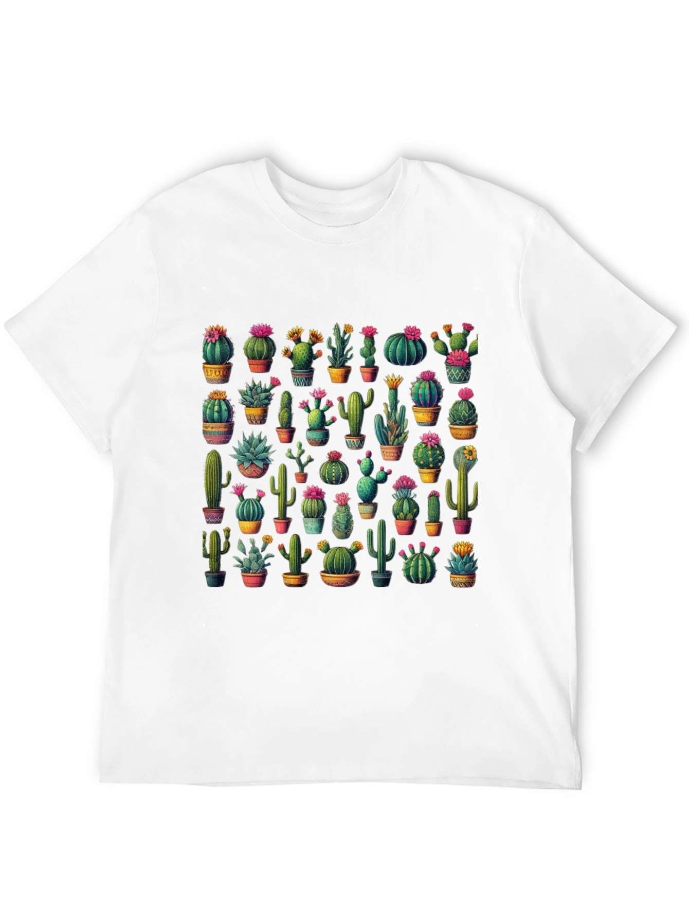 Black Cactus Print T-Shirt - Desert Botanical Tee view 12