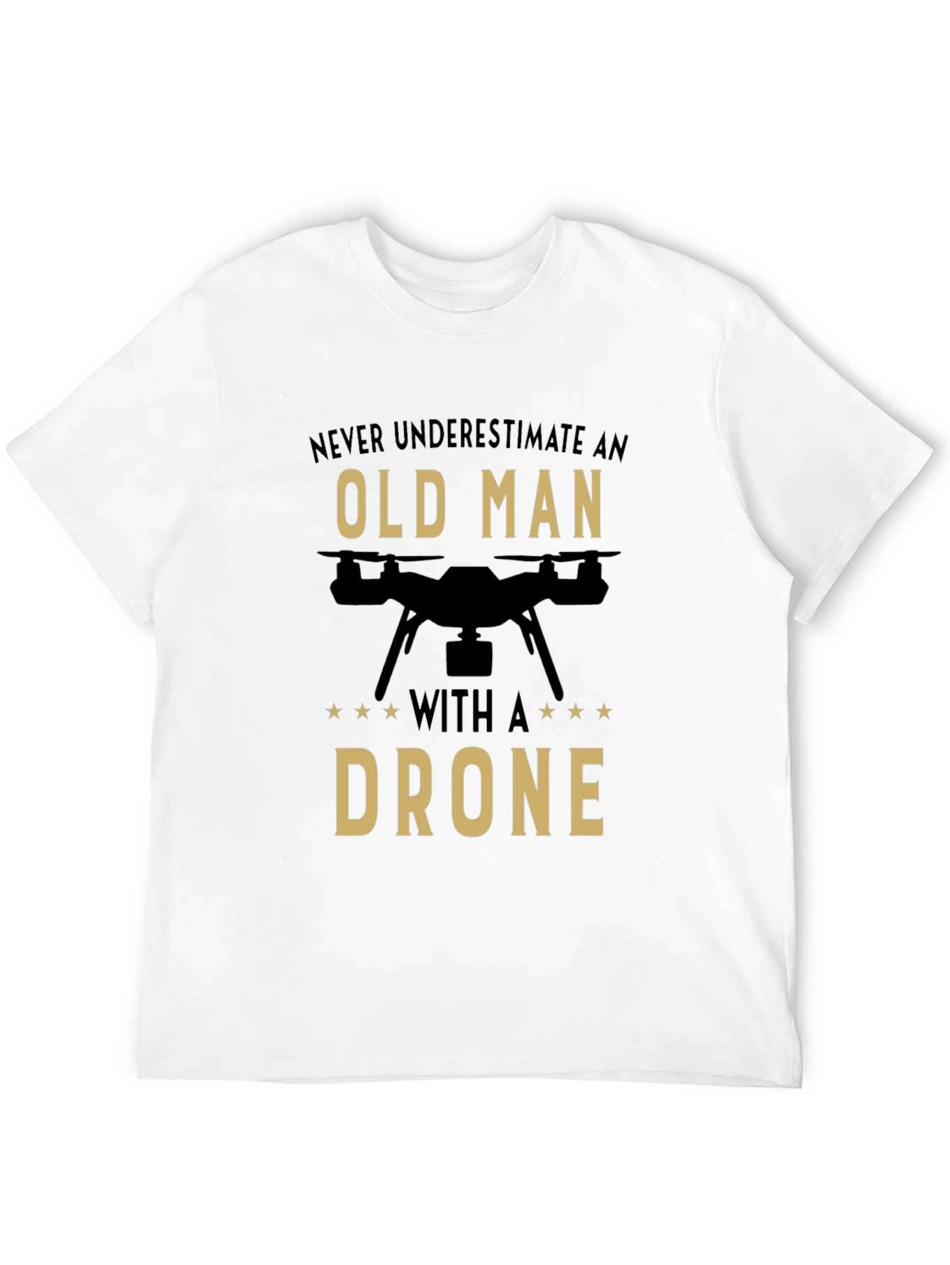 Black Old Man Drone T-Shirt - Funny Pilot Gift view 12