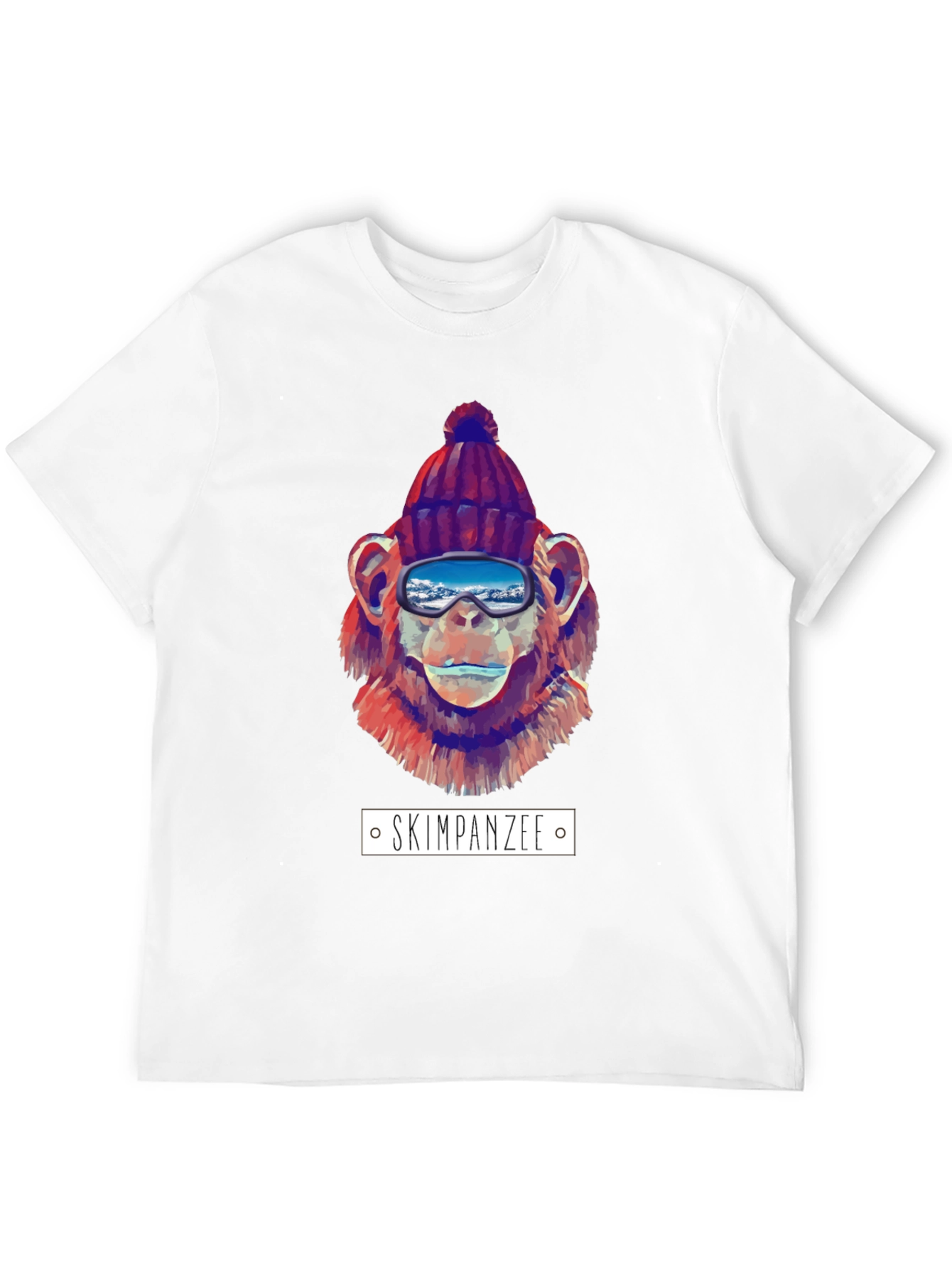 Black Skiing Chimpanzee Graphic T-Shirt view 12