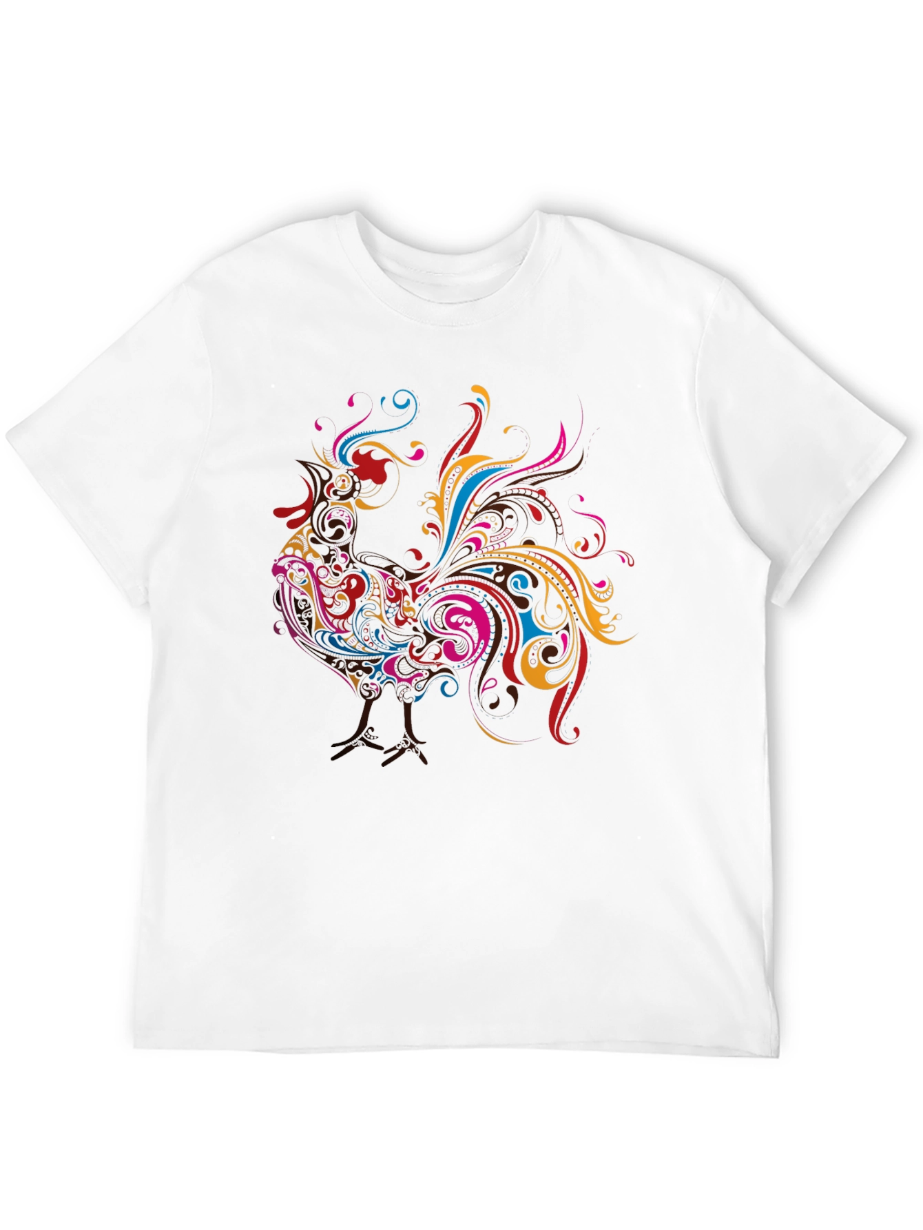 Black Vibrant Rooster Graphic Black T-Shirt view 12