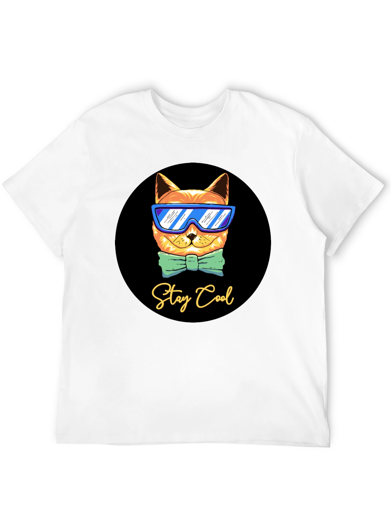 Black Cool Cat Graphic T-Shirt - Stay Cool Design view 12