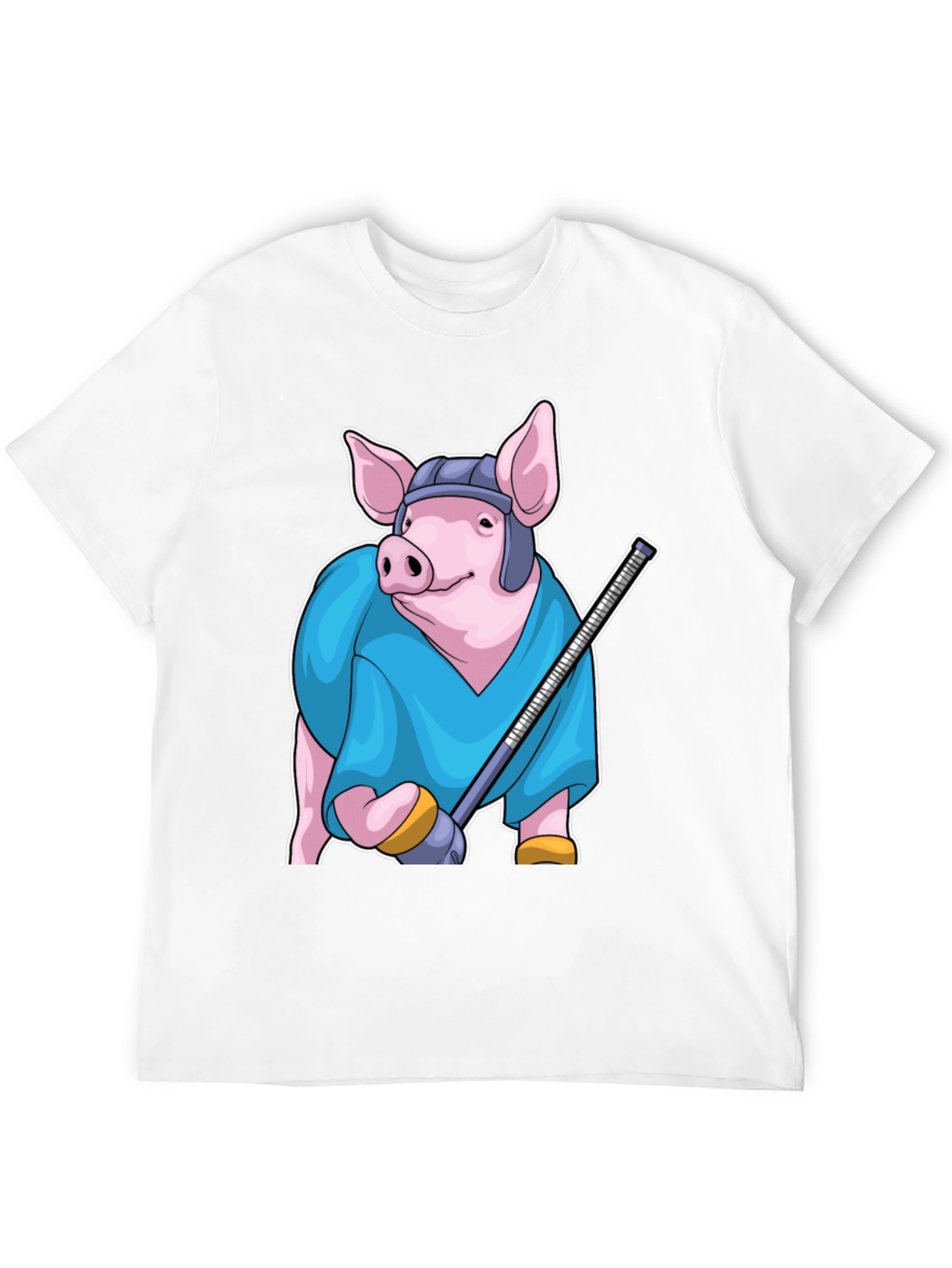 Black Hockey Pig T-Shirt - Funny Animal Sports Tee view 12
