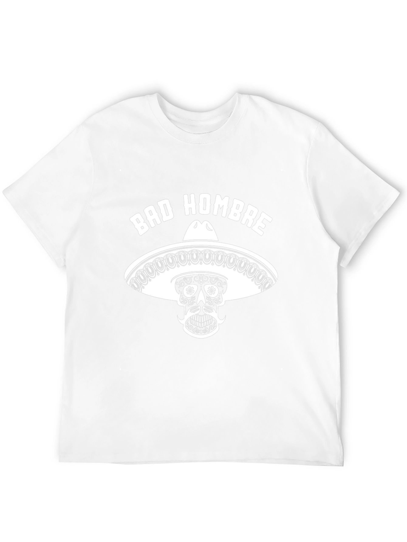 Black Bad Hombre Graphic Tee - Skull Sombrero T-Shirt view 12