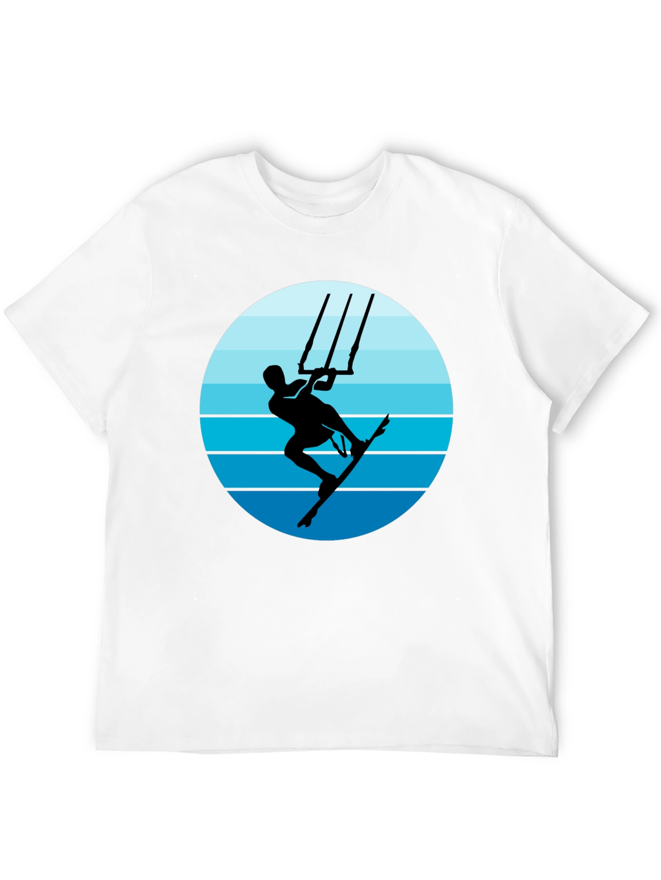 Black Kitesurfing Graphic T-Shirt - Black Cotton Tee view 12