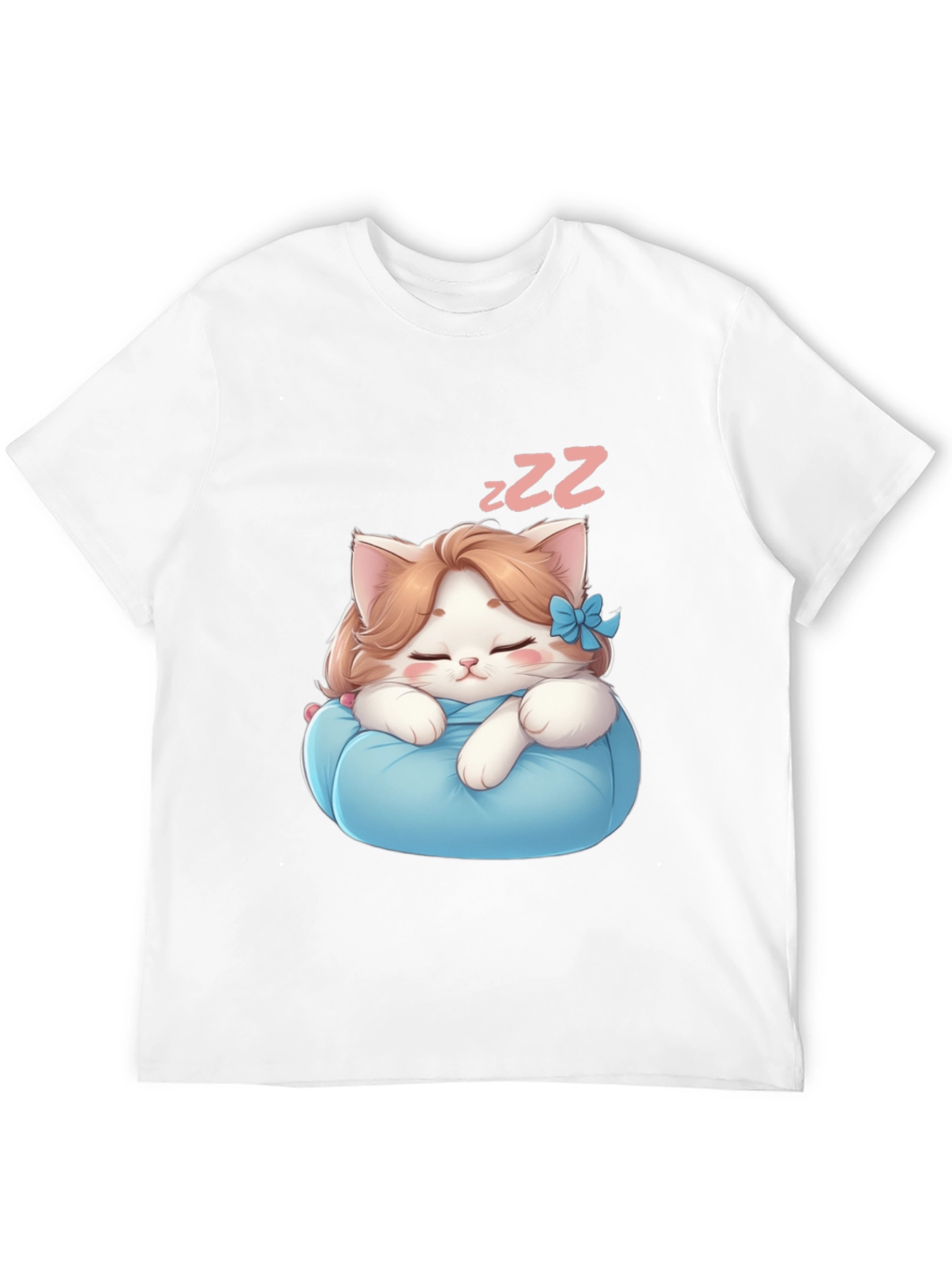 Black Cute Sleeping Kitten Black T-Shirt view 12