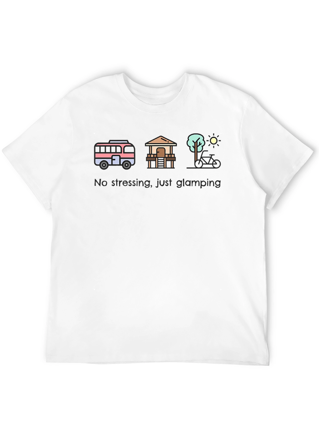 Black Glamping Lifestyle T-Shirt - No Stressing, Just Glamping! view 12