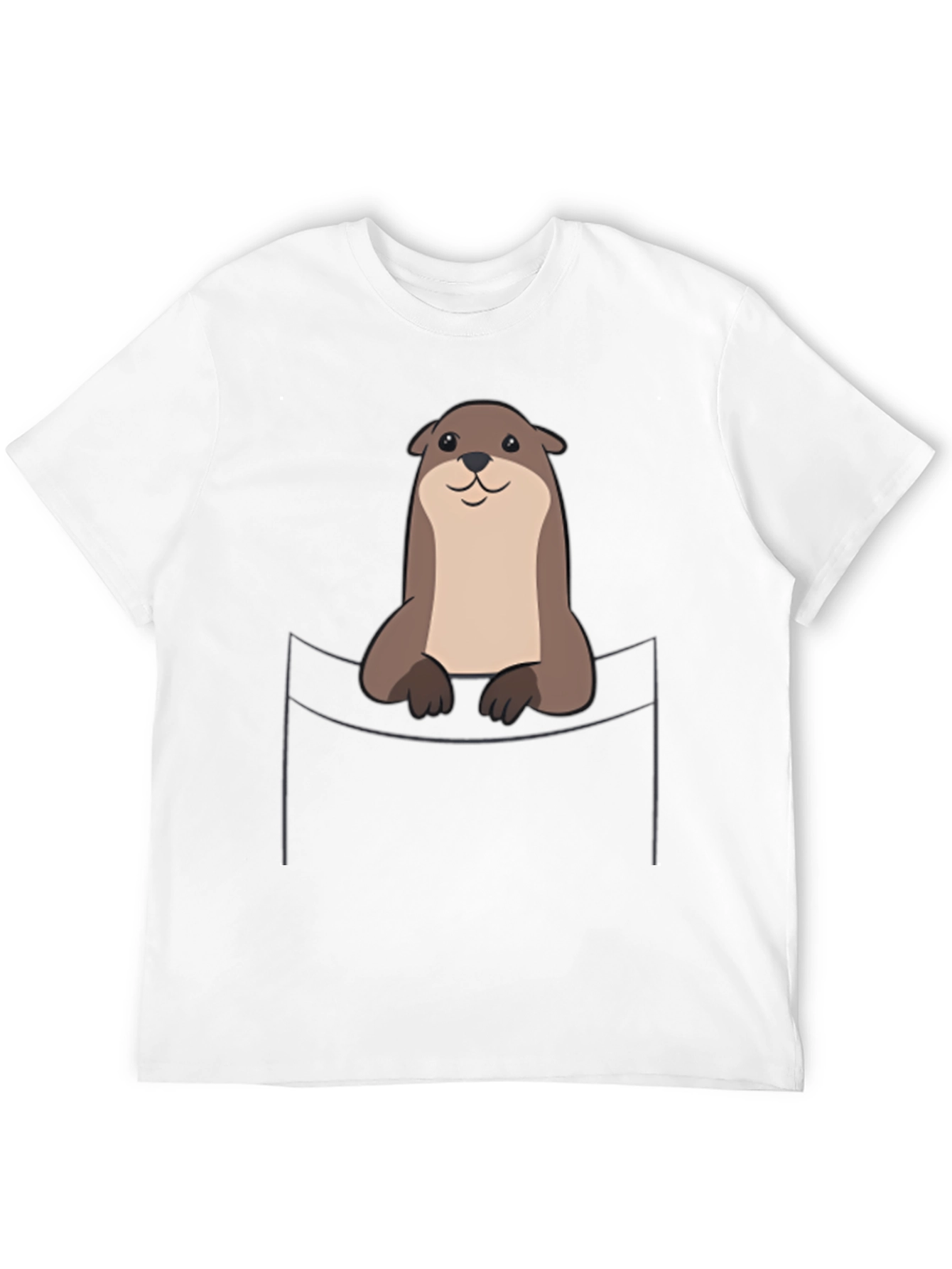 Black Otter Pocket T-Shirt - Cute Animal Graphic Tee view 12