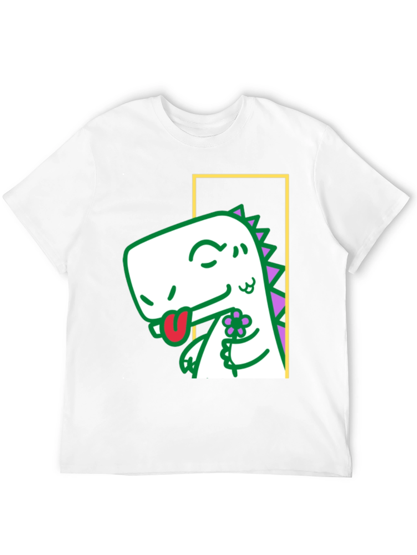 Black Dinosaur Holding Flower Graphic Tee view 12